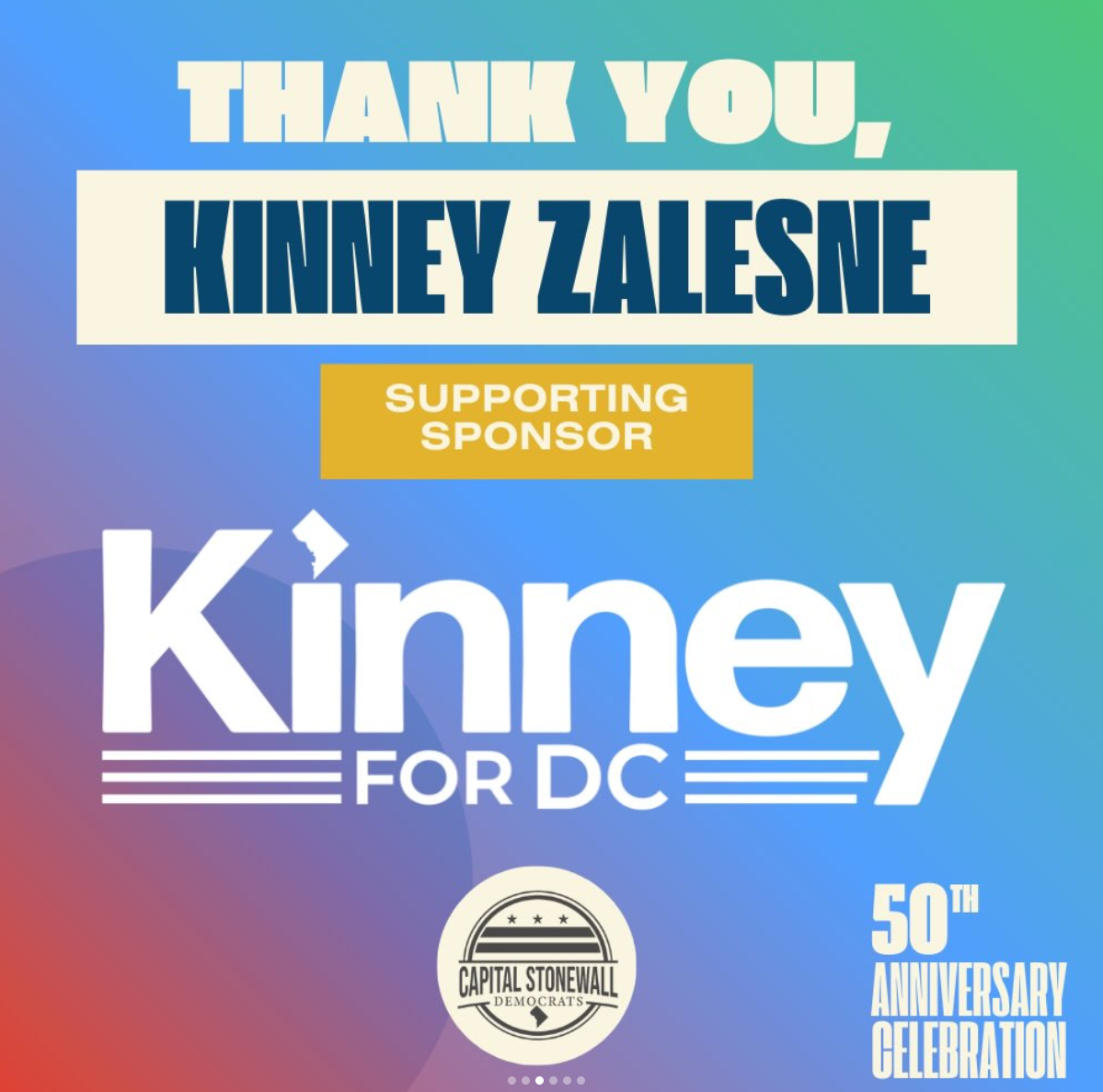 Proud to be a sponsor of Capital Stonewall Democrats' 50th Anniversary Celebration. 