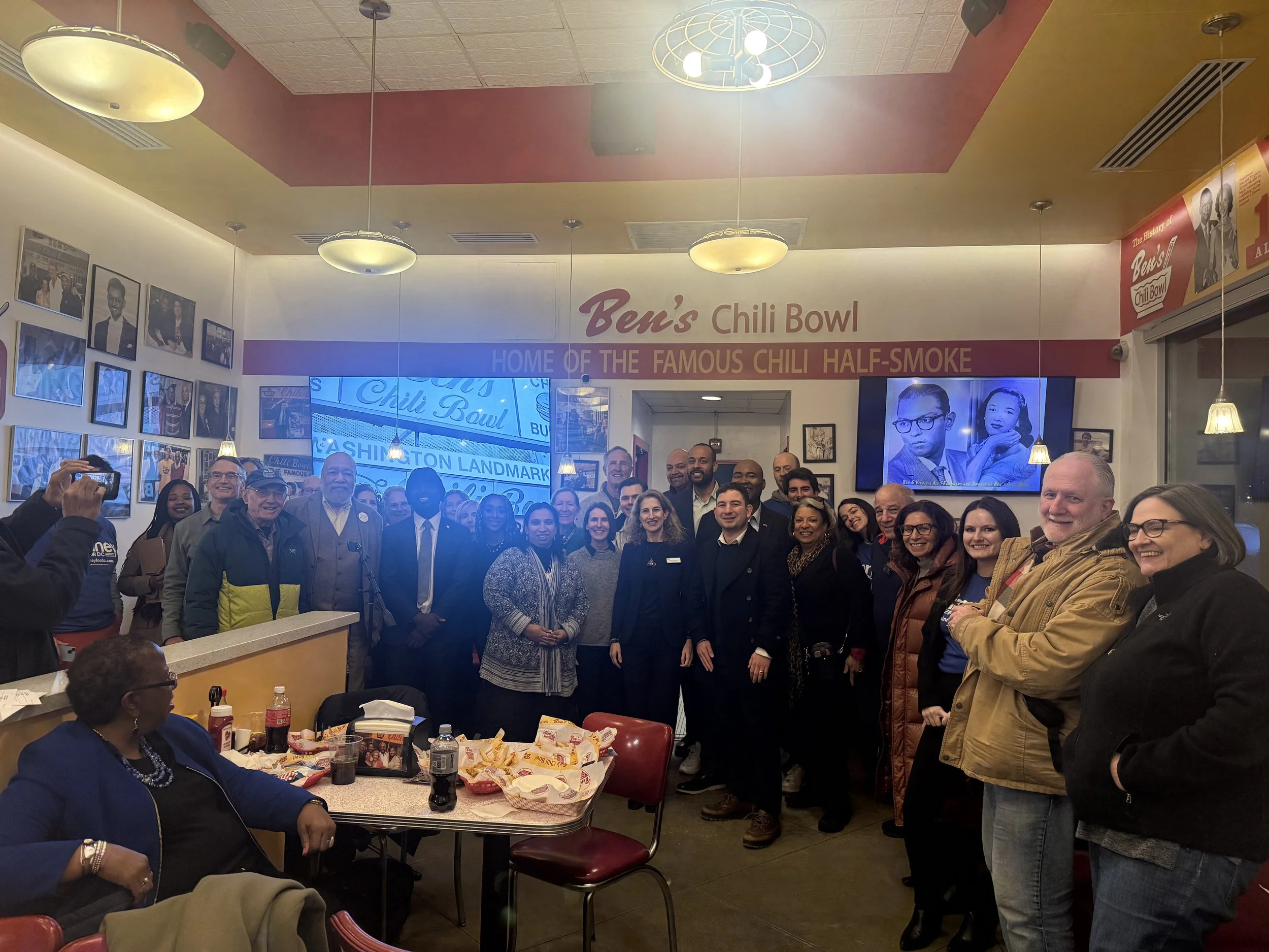 Thankful for Jaime Harrison’s support and for an incredible night at Ben’s Chili Bowl with the Ali family. Ben’s is where history and community meet, and last night reflected the momentum we’re building together. I'm grateful to you all.