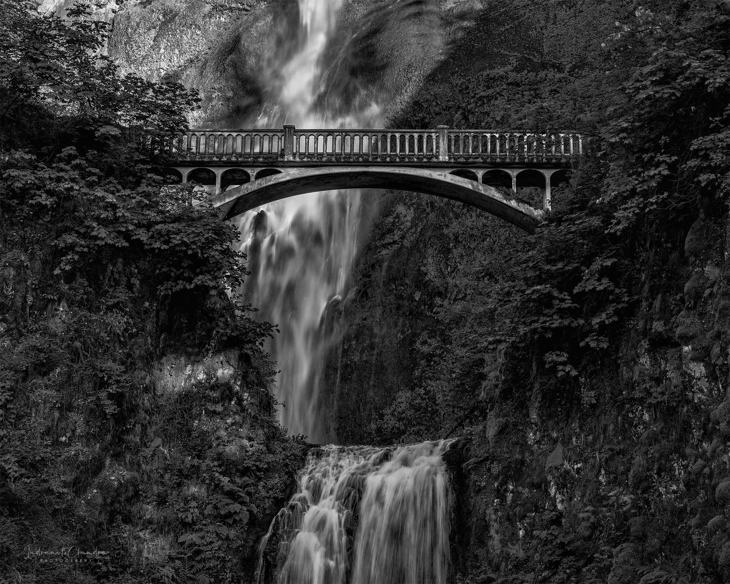 Multnomah Falls and Benson Bridge ChromaLuxe Metal Wall Art - Indranil Chandra Photography
