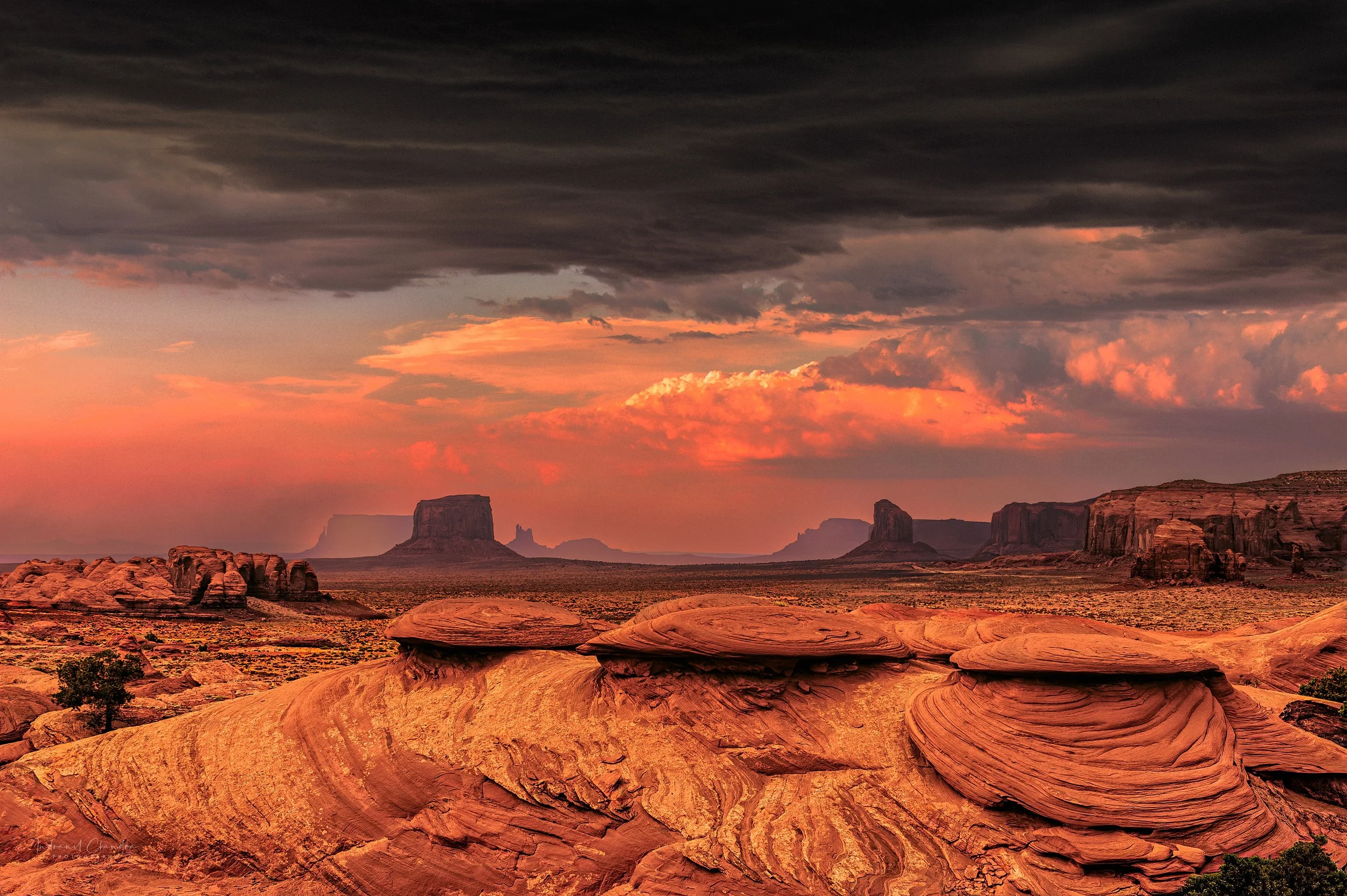Approaching Storm During Sunset at Monument Valley Metal Wall Art - Indranil Chandra Photography