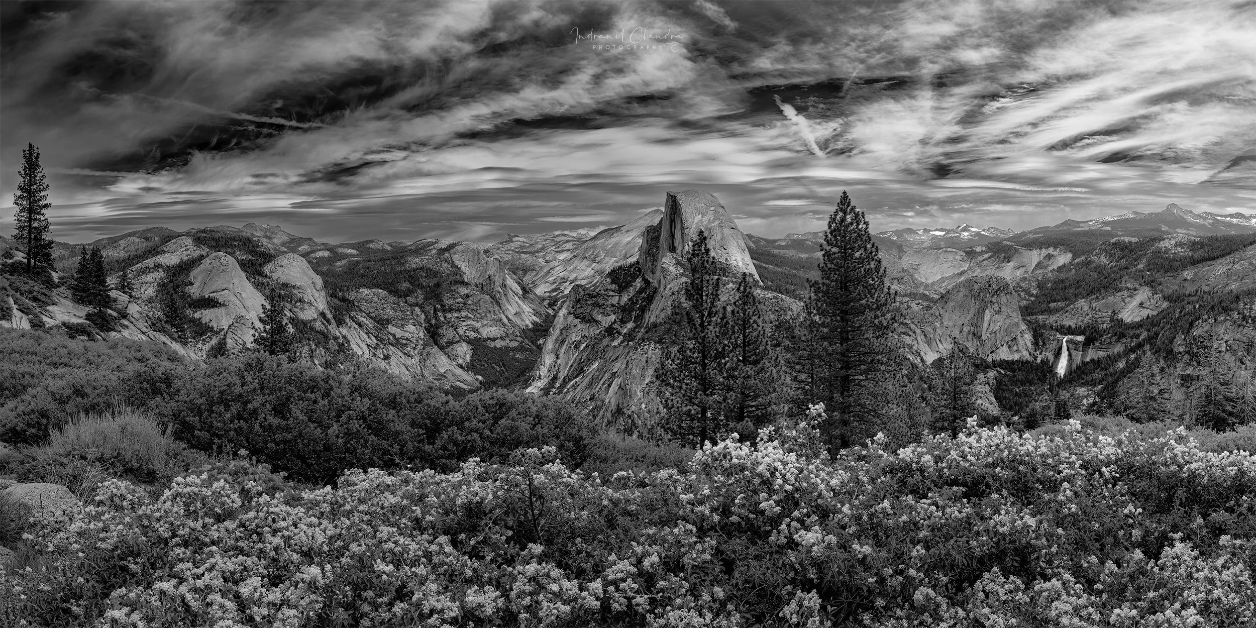 Yosemite Glacier Point Half Dome Panorama Standard Acrylic Wall Art - Indranil Chandra Photography