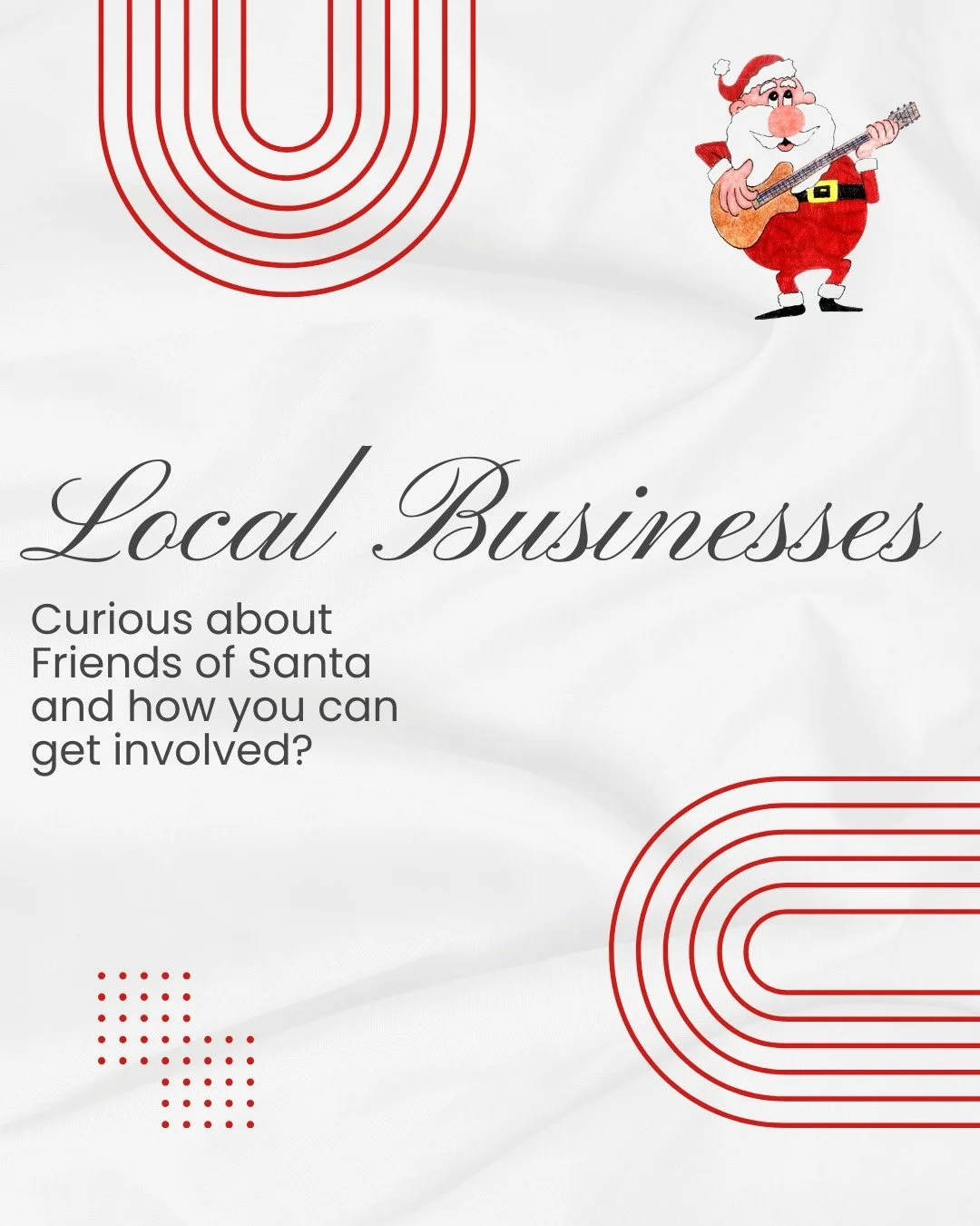Shoutout to the local businesses and community groups that help us go bigger every year. ❤️

We couldn't do this without you at all!  Is your business interested in partnering with us?  We'd love to hear from you. Contact us anytime at sleighmail@fri