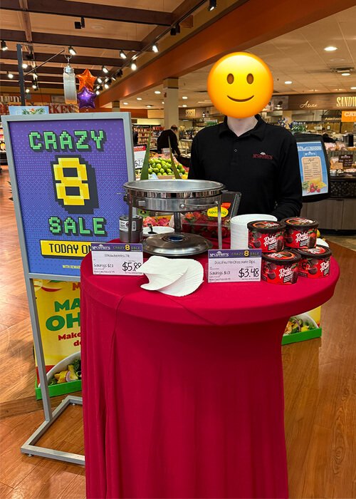 In-store photo of tasting event during McCaffrey's Crazy 8 sale