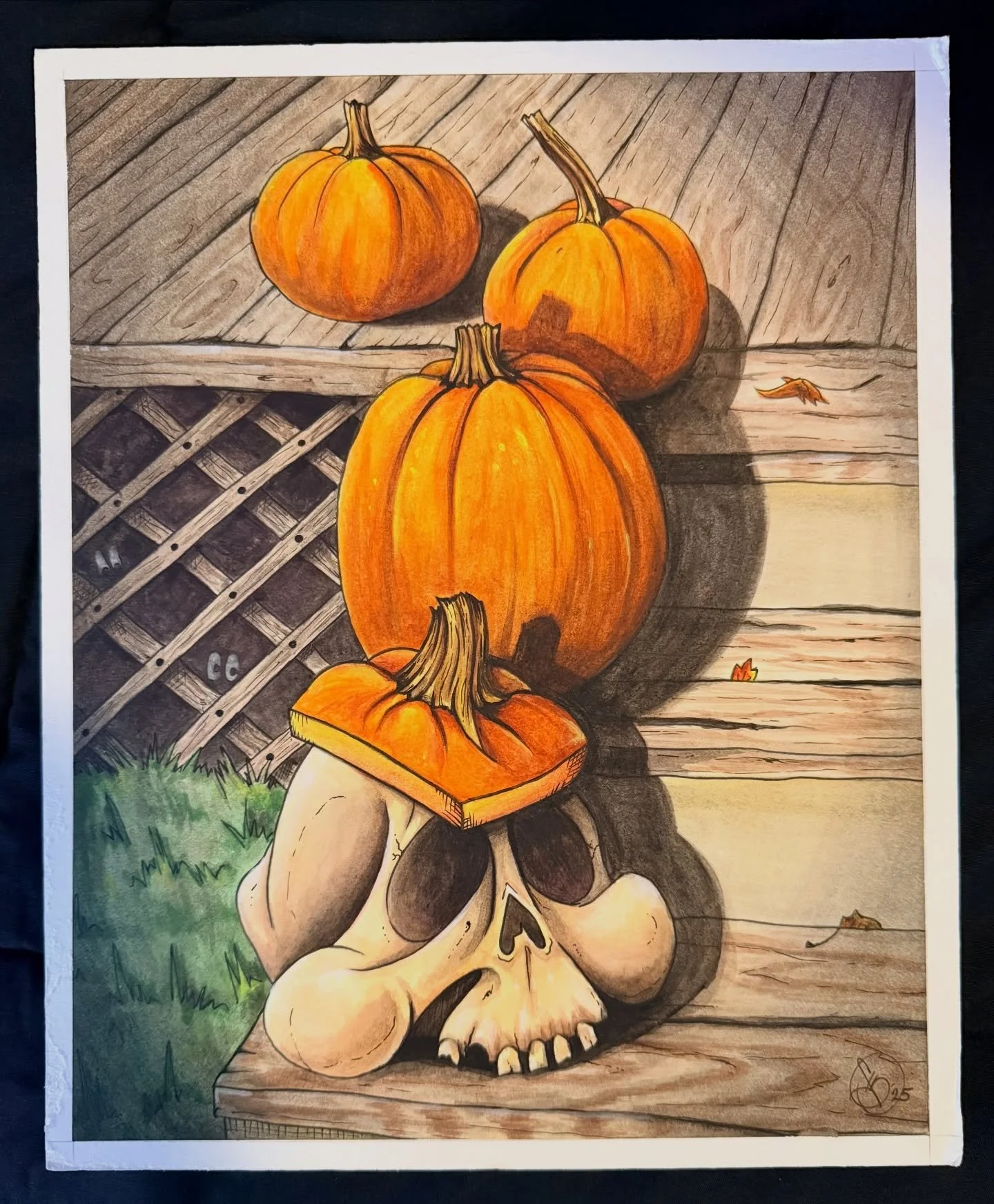 I wanna be a pumpkin 

Acrylic wash &amp; ink on board 

Prints coming soon perhaps?

#acreativediary #acrylicillustration #acrylicgouache #skullartwork #pumpkinart