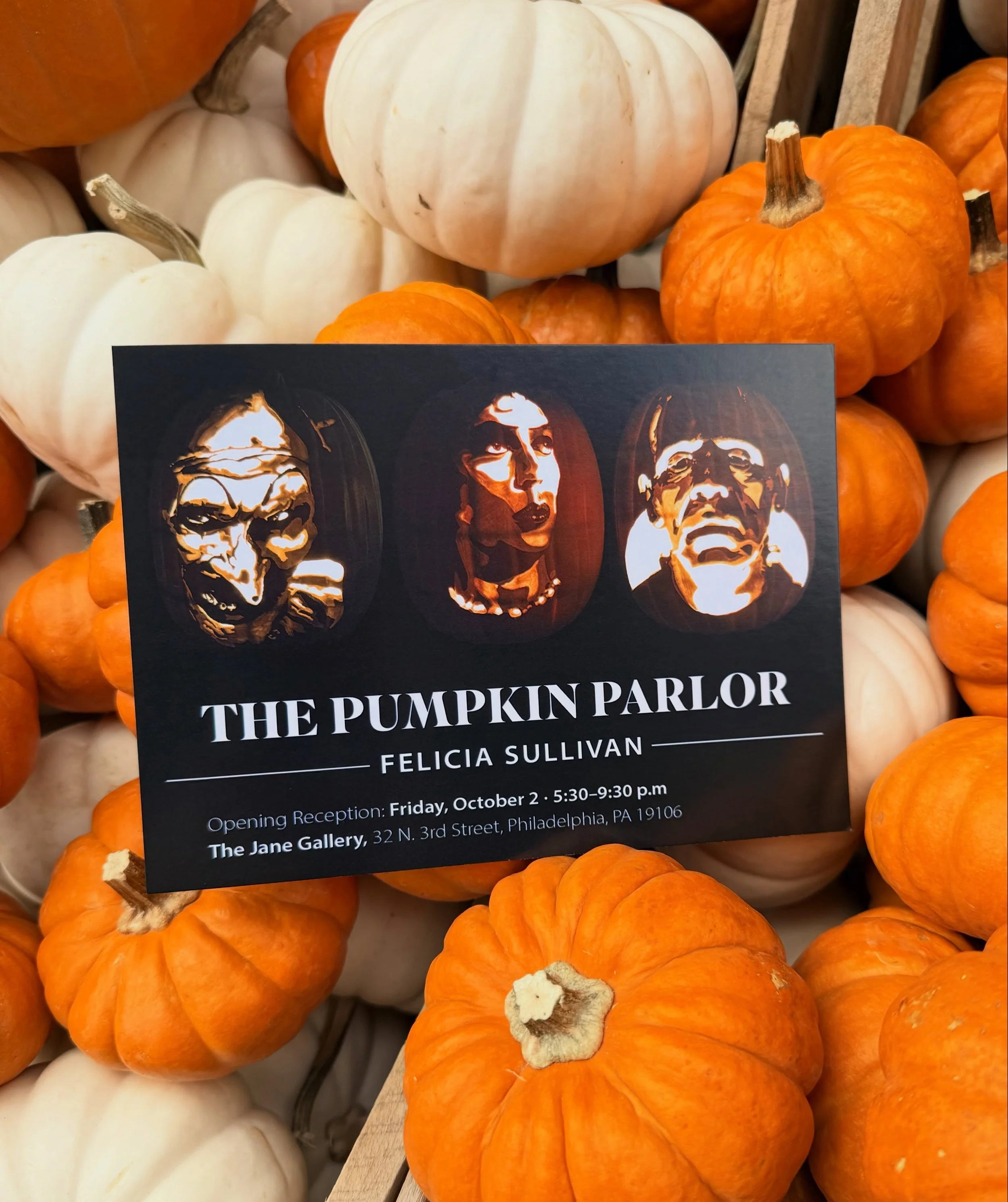 12 DAYS. 

The countdown continues.

In 12 days, 20+ pumpkins from The Pumpkin Parlor will be lit up and on display at The Jane Gallery for the 2nd Annual Goth Gala.

I&rsquo;ve spent more than a decade creating these strange little faces one pumpkin
