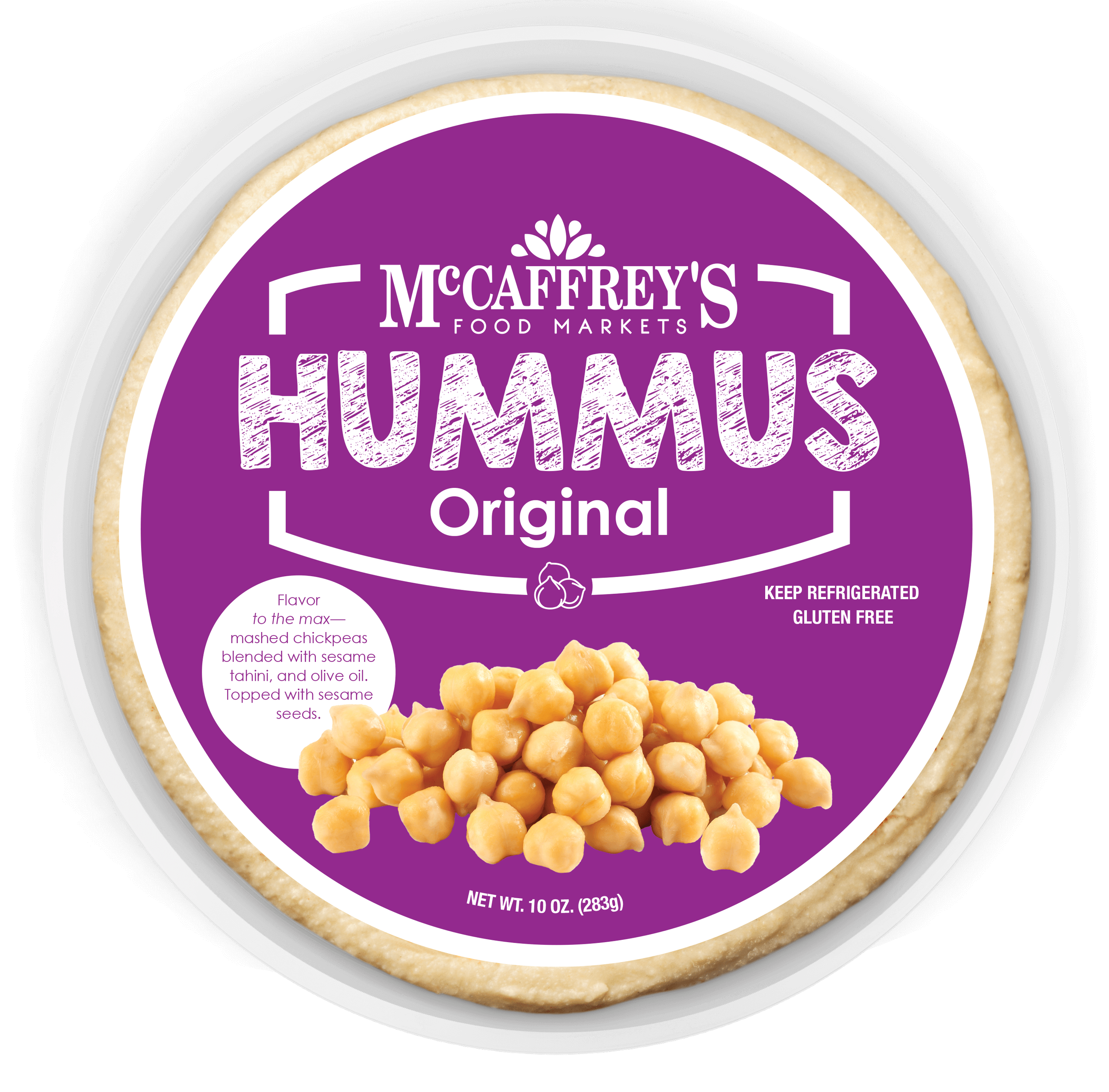 Overhead view of MccCaffrey's original hummus