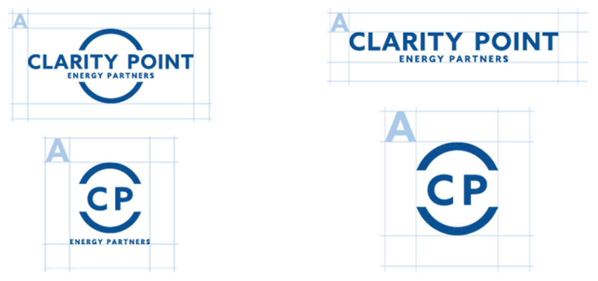 Logo variations for Clarity Point including logo clearspace
