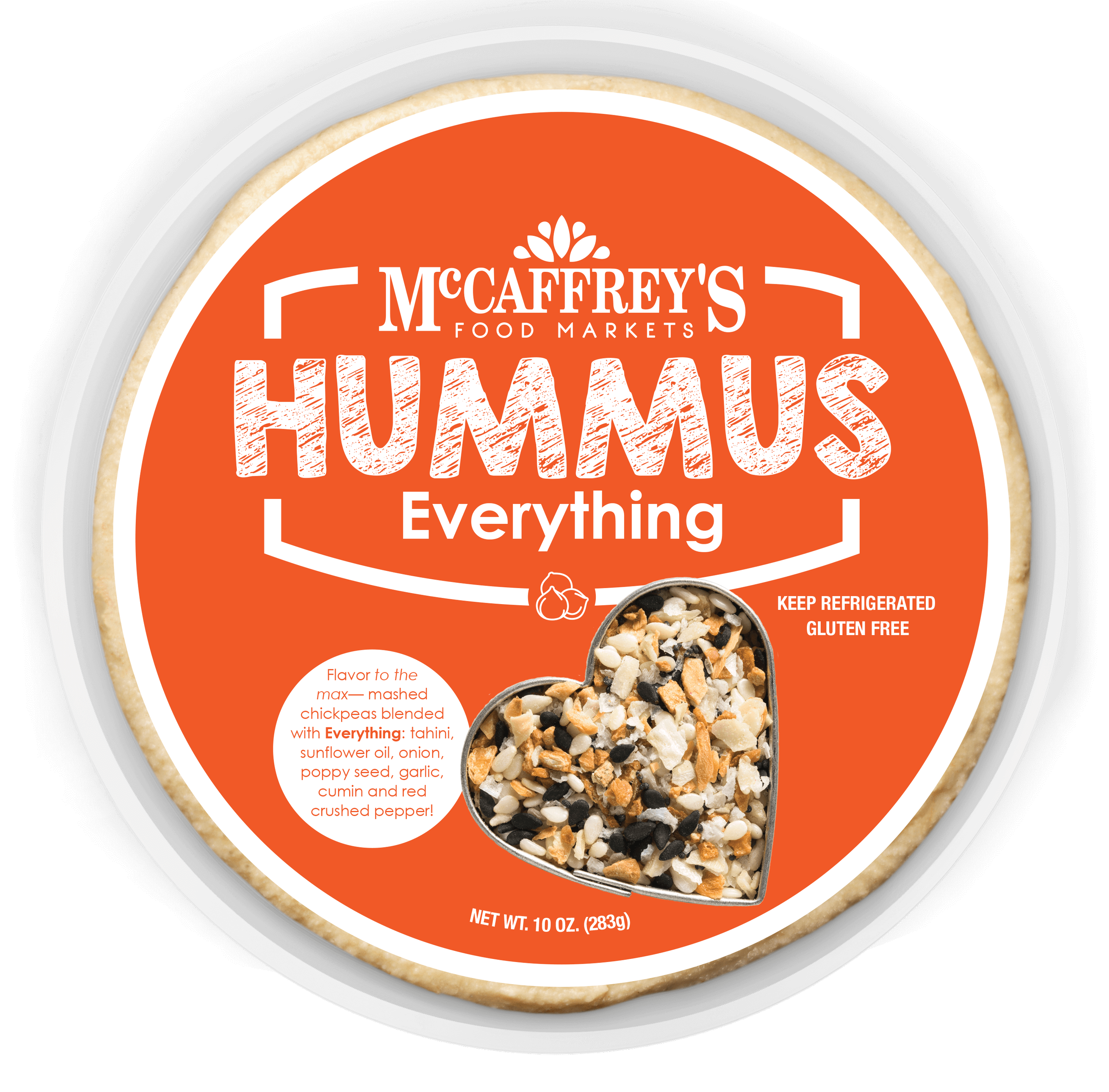 Overhead view of MccCaffrey's everything hummus