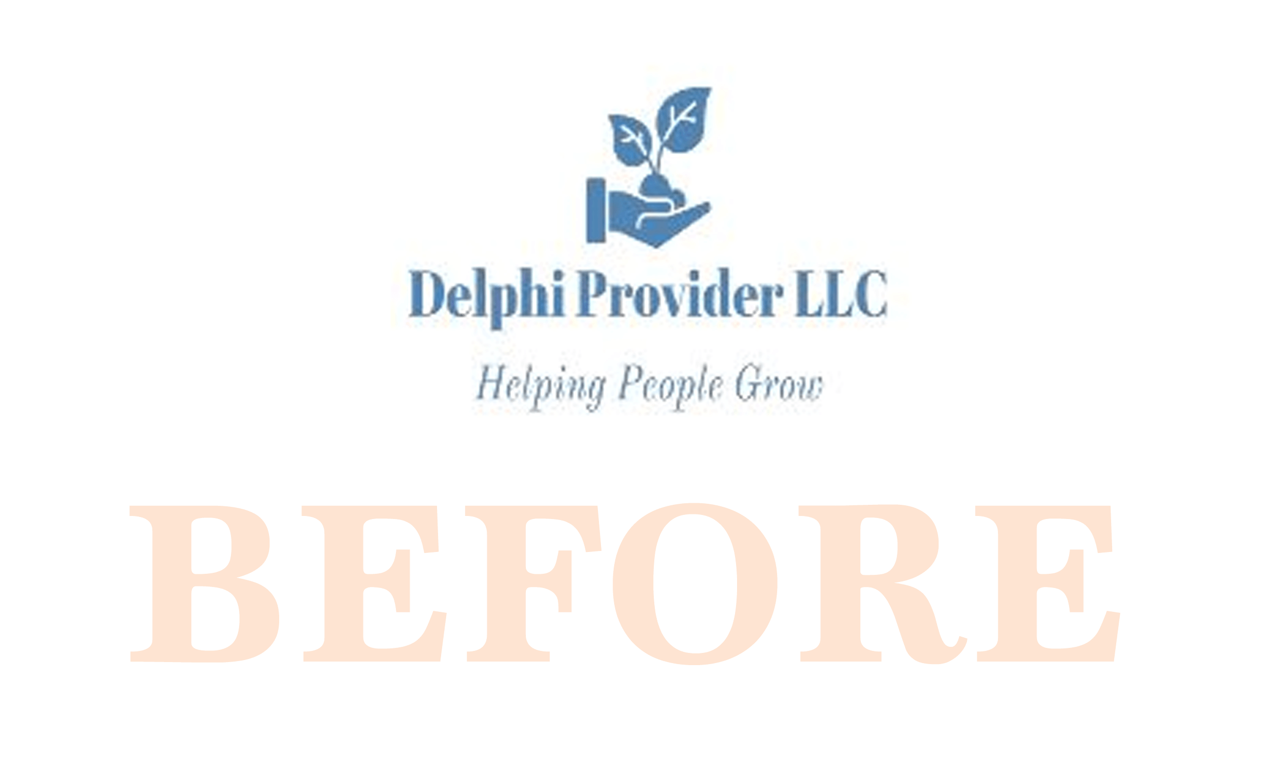 Visual of the old Delphi logo with "before" written underneath