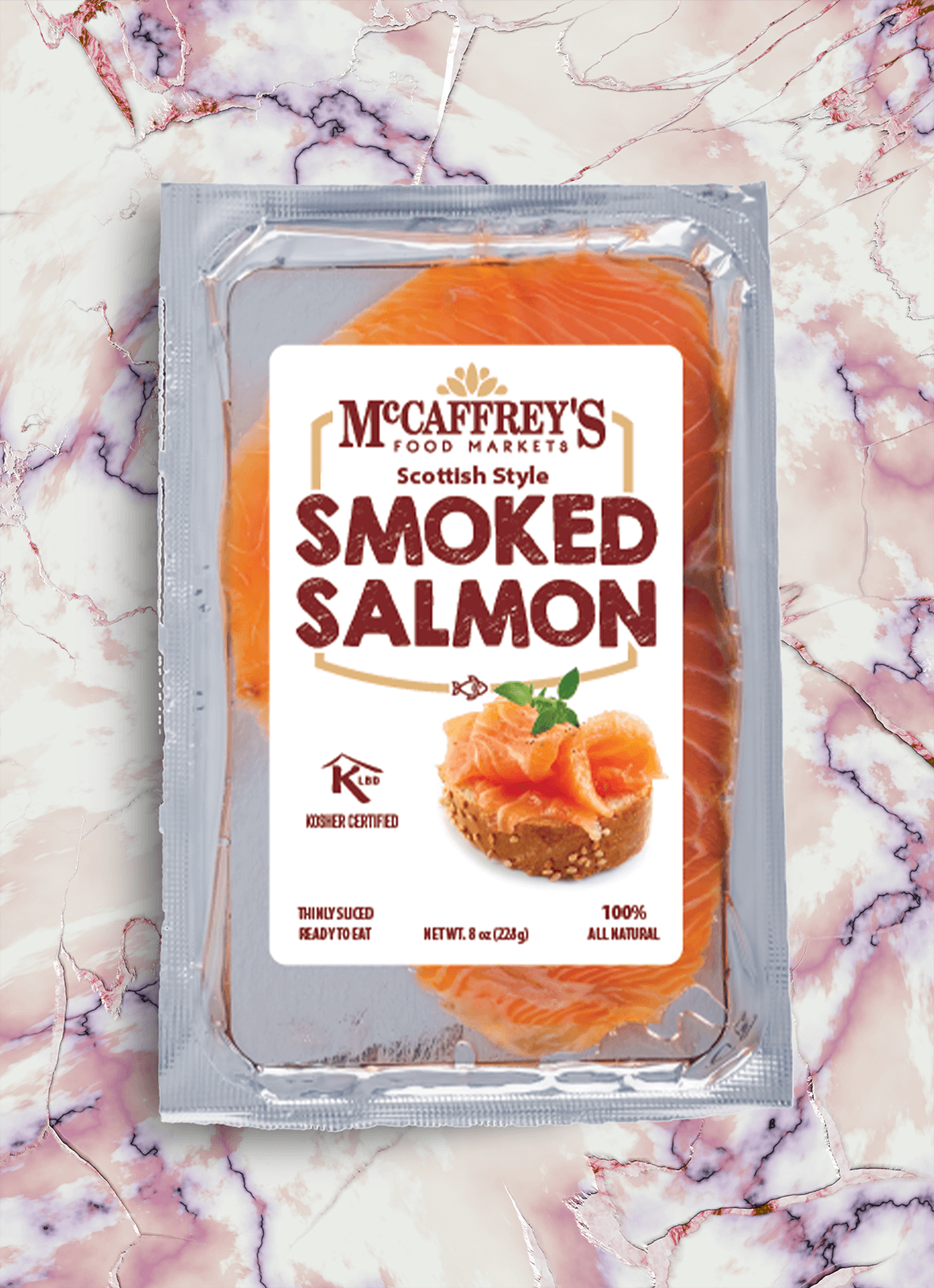 Private label packaging for McCaffrey's smoked salmon
