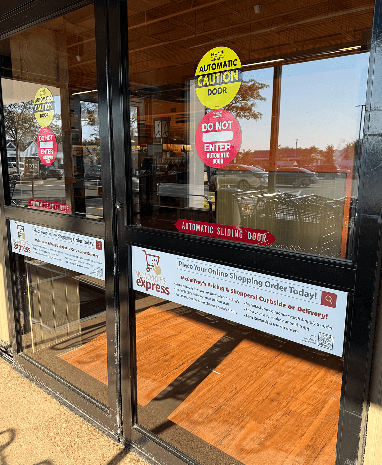 Vinyl of McCaffrey's Express on exterior sliding glass door