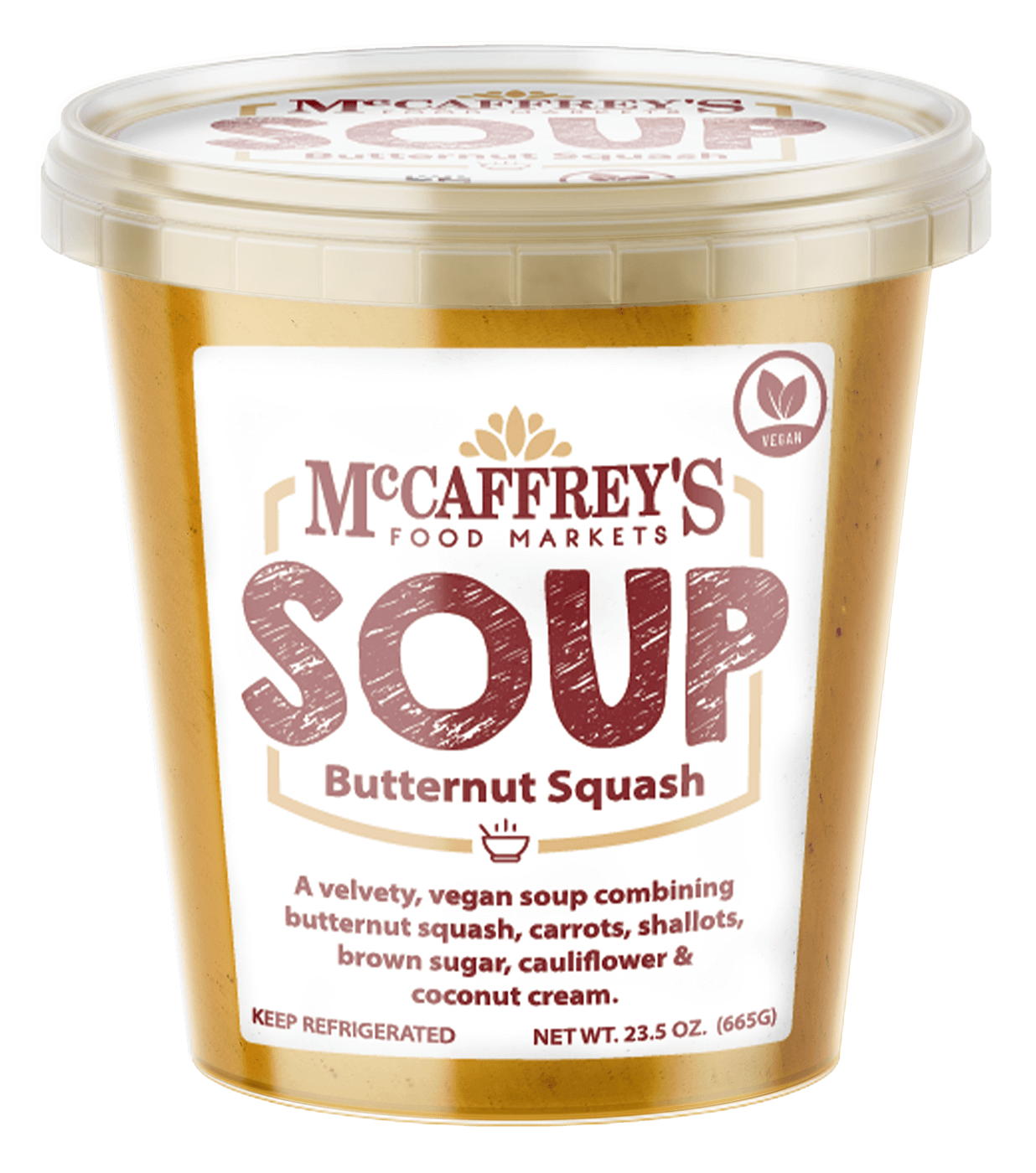 Front view of MccCaffrey's butternut squash soup