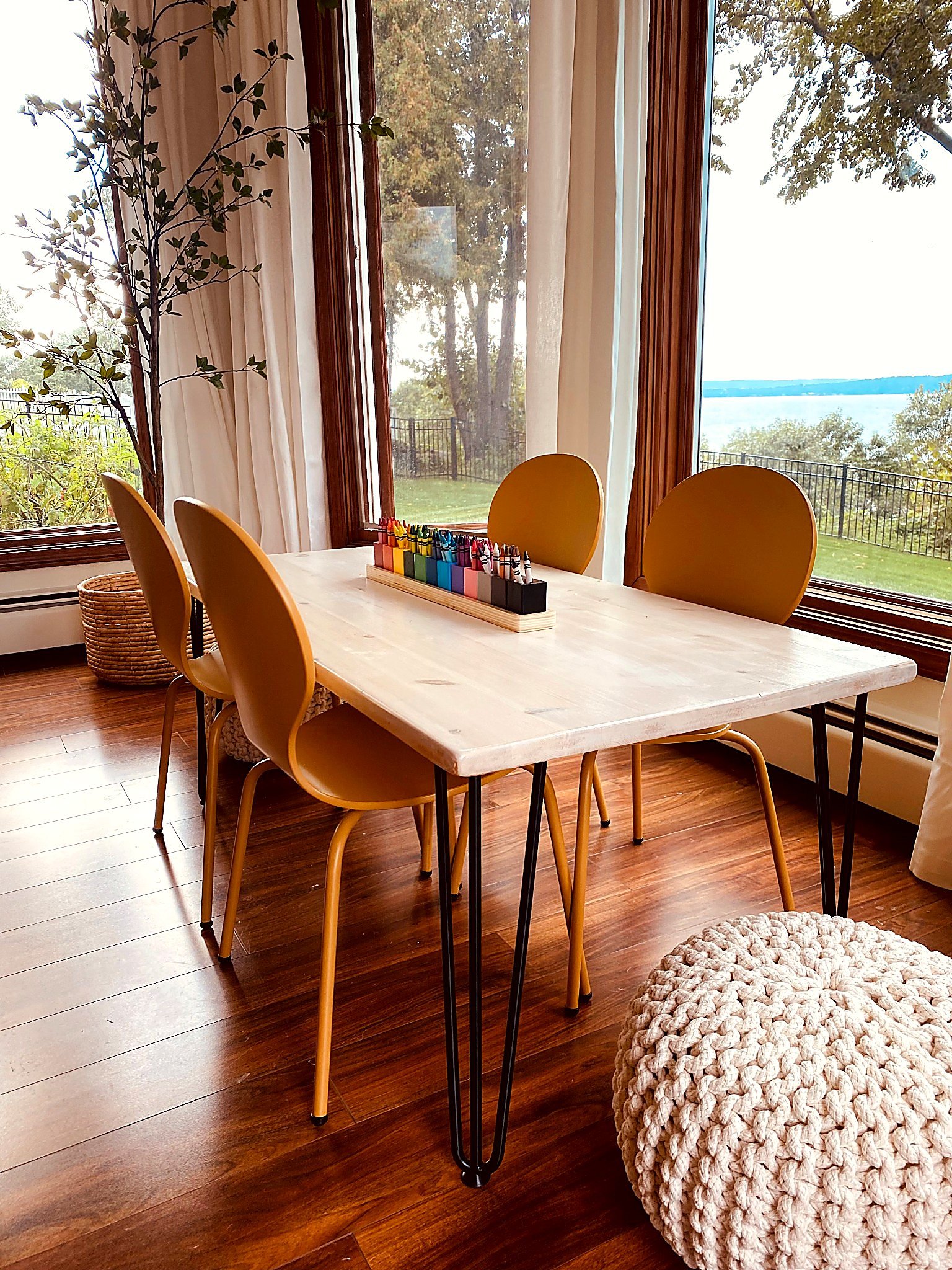 Childrens table and chairs in nook off of family room in Traverse City