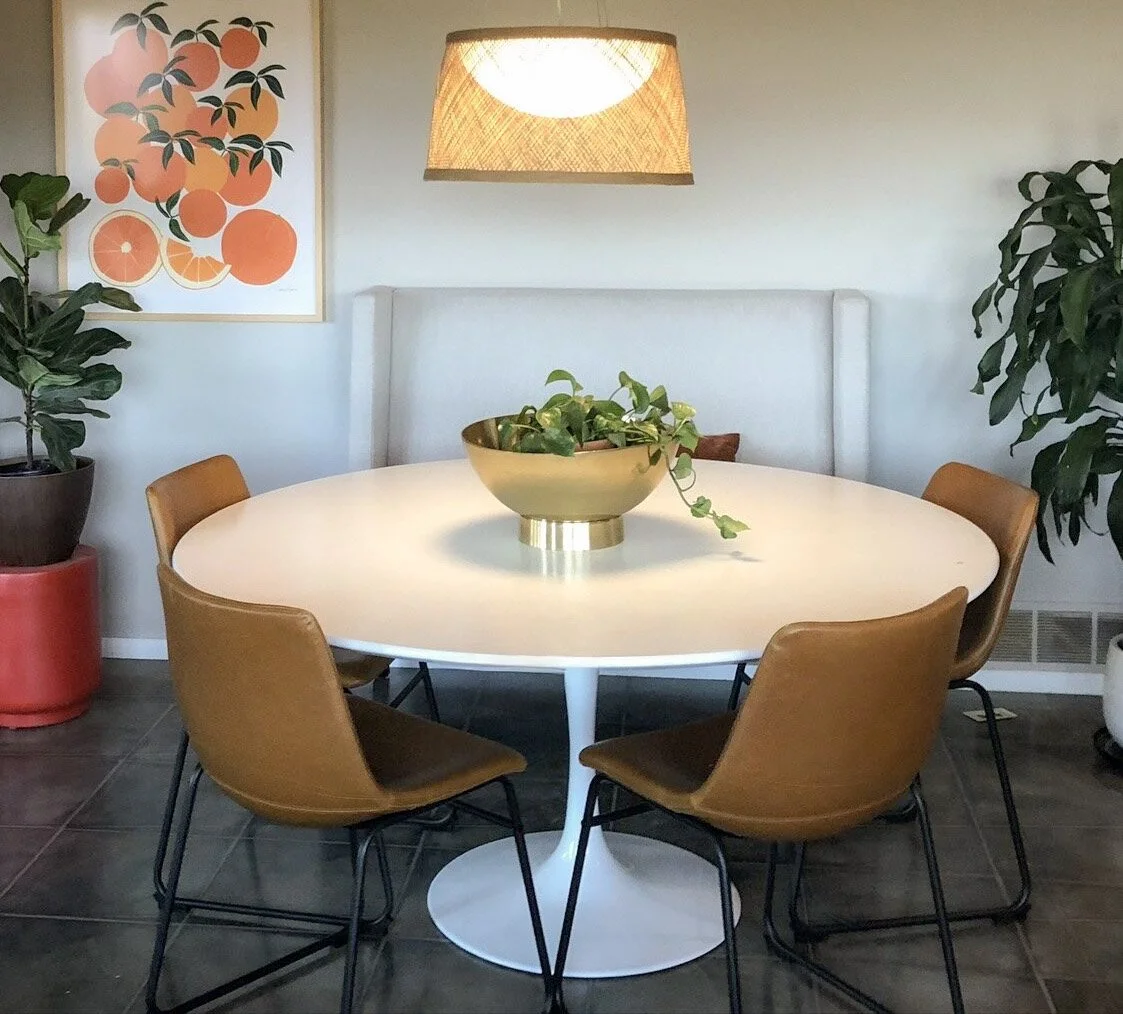 Mid-century inspired breakfast nook in kitchen