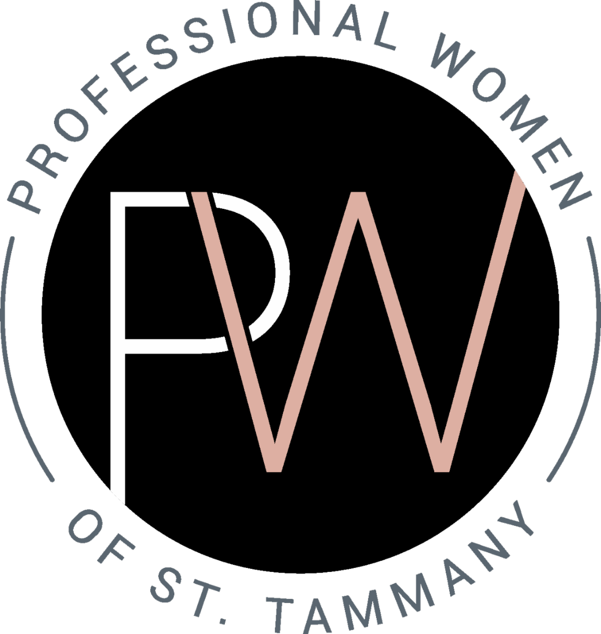 Logo for a professional women's organization in St. Tammany, featuring the acronym 'FWW' in stylized pink and white letters, encircled by the text 'PROFESSIONAL WOMEN' at the top and 'OF ST. TAMMANY' at the bottom.