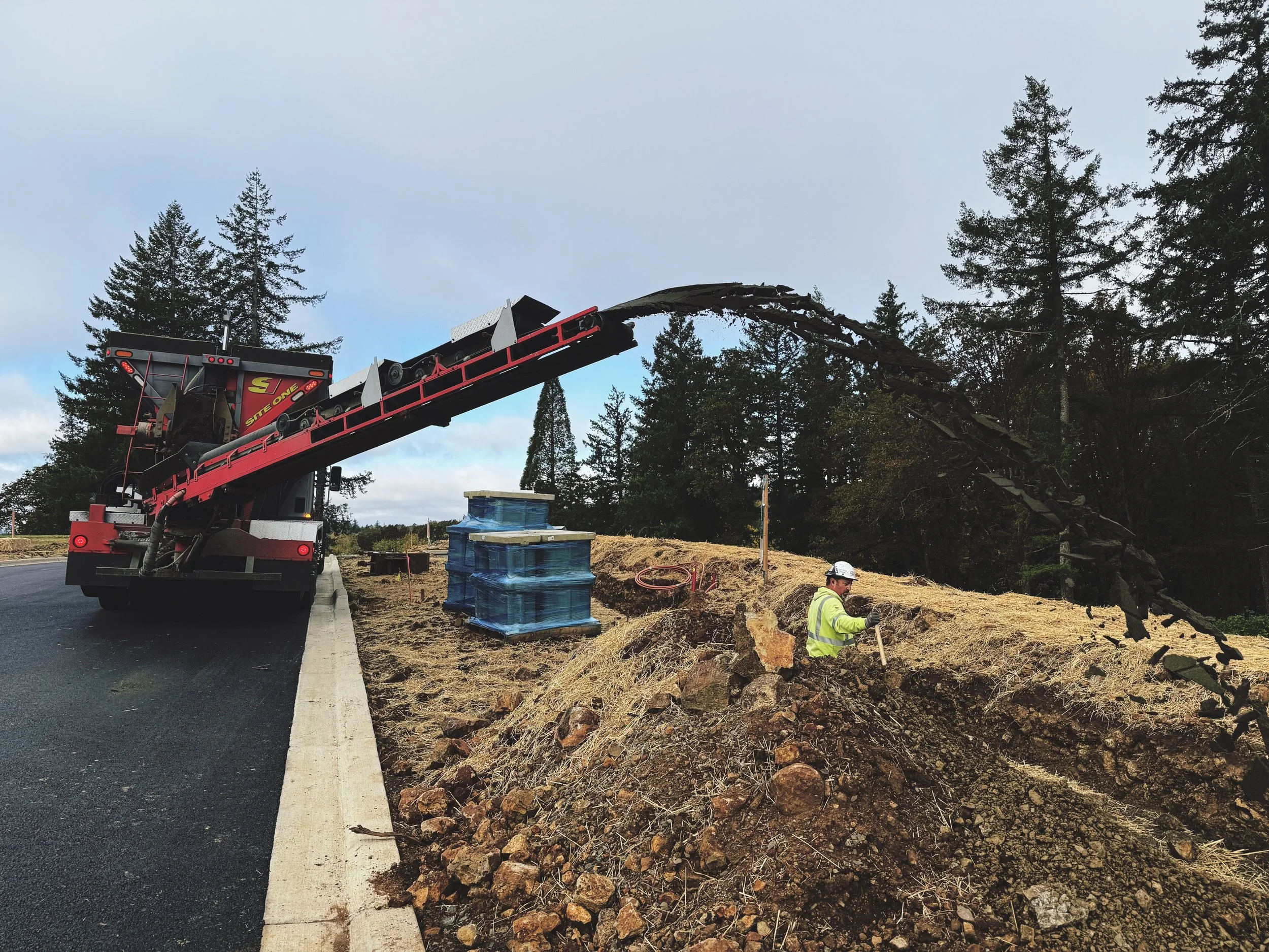 How S1 Conveyor Trucks Place Sand Over Gas Lines — Trench Shading in Bethany