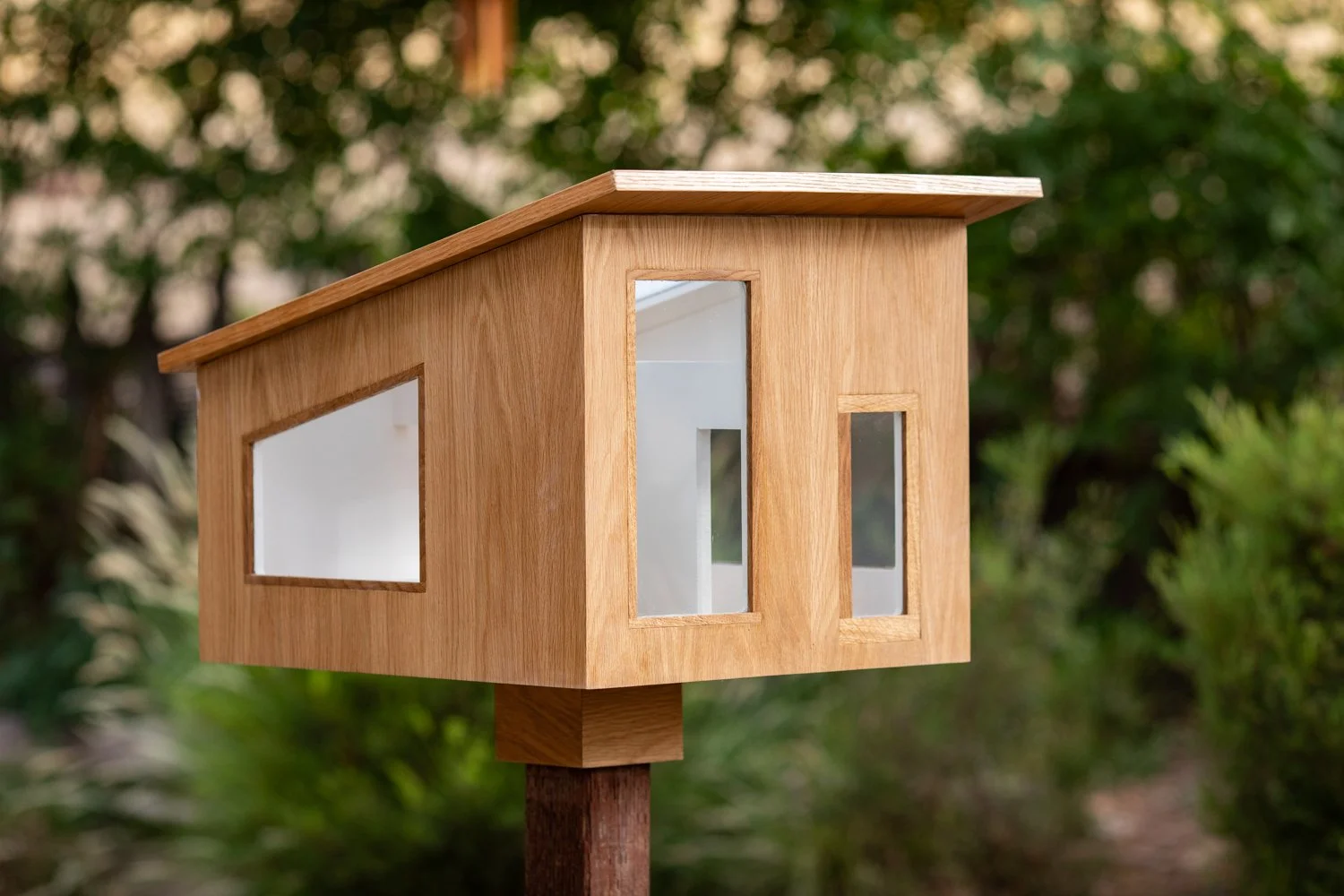 Exterior detail shot of Ojai Micro Gallery shot in nature in Ojai, CA. Inspired byt he architecture of The Sea Ranch.
