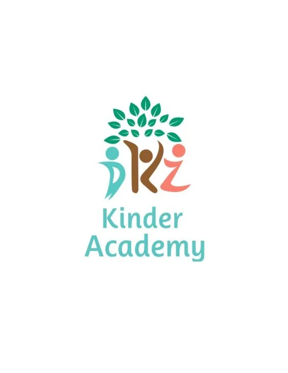 Logo of Kinder Academy featuring stylized children and a tree