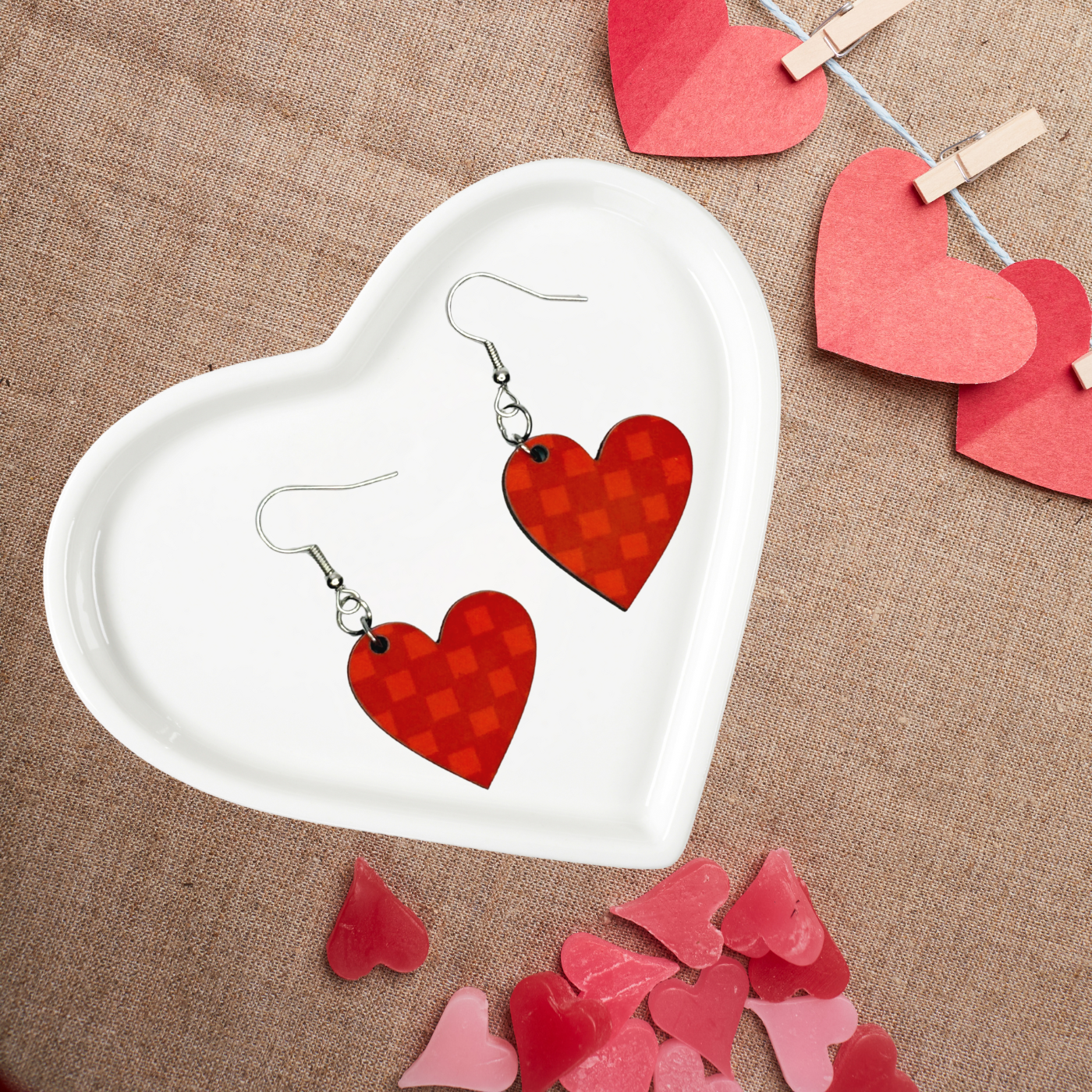 Crimson Check Hearts