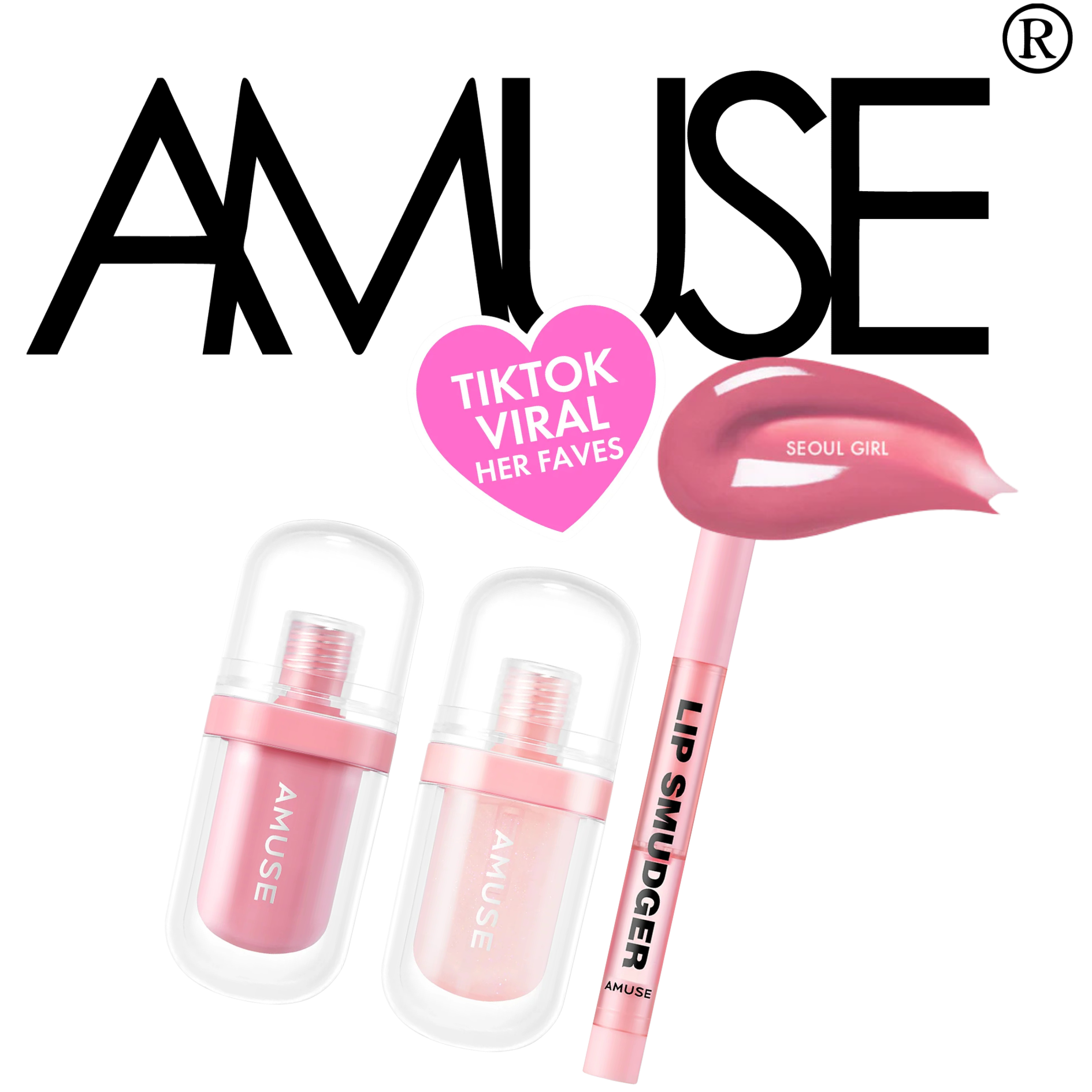 A set of pink lip gloss tubes labeled