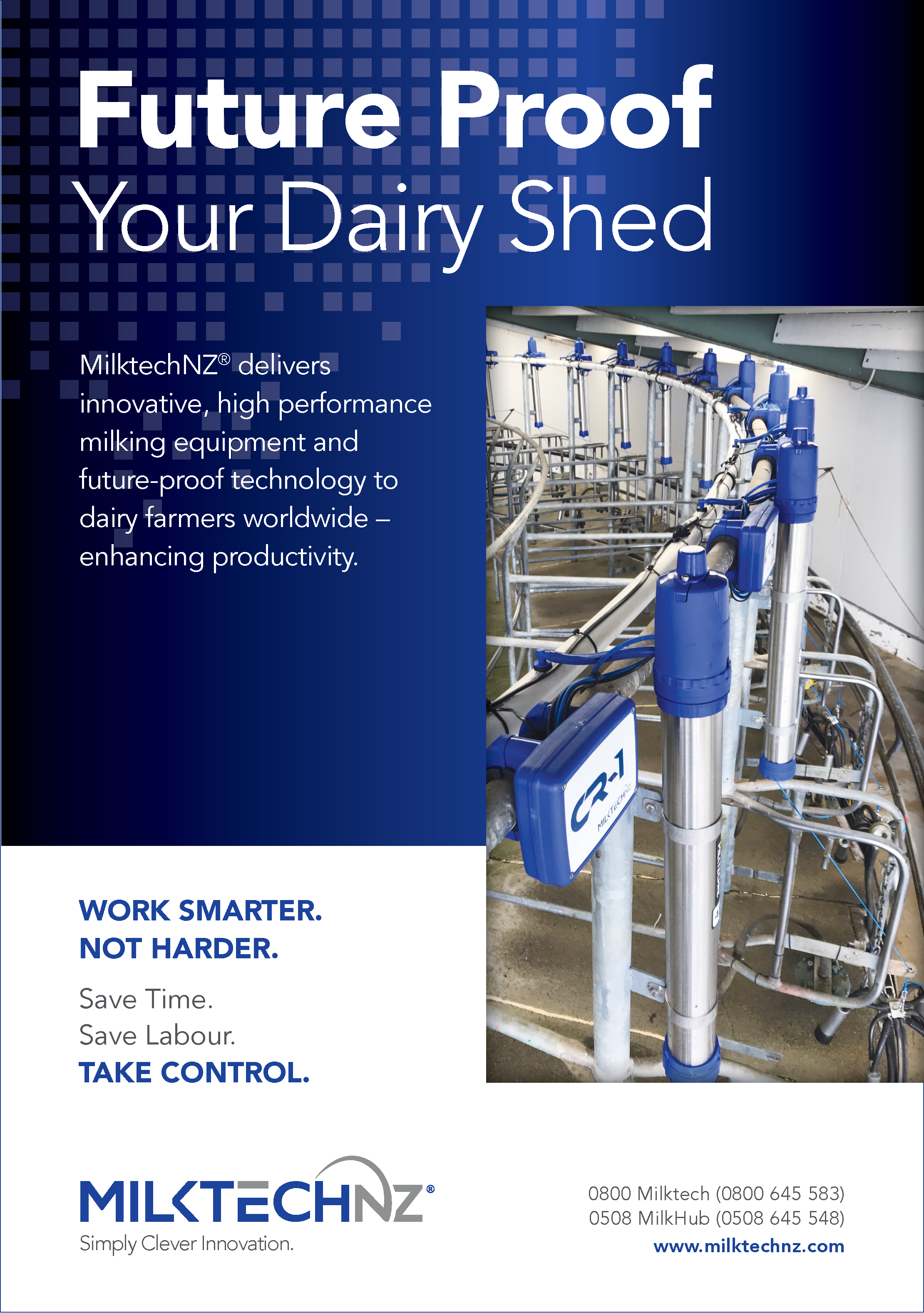 Future proof your dairy shed. MilktechNZ delivers innovative, high performance milking equipment and future-proof technology to dairy farmers world wide - enhancing productivity.