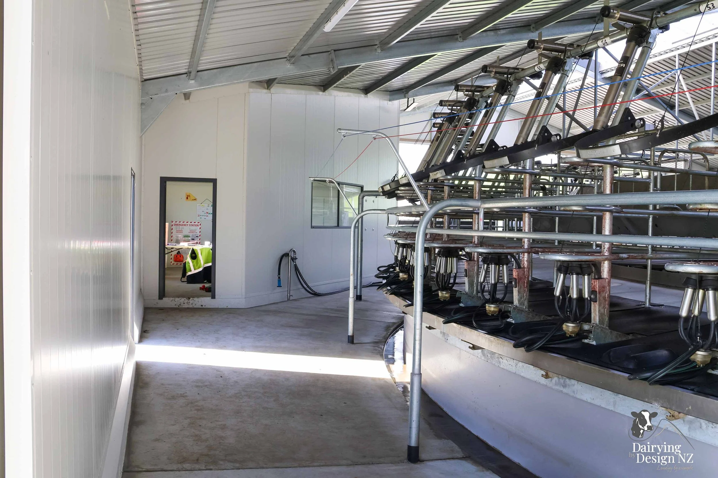  South Waikato rotary dairy shed development designed for efficient milking and cow flow built by Don Chapman Waikato Ltd, featuring a Moa Rotary Platform, yard work by Leask Engineering, feed pad by K&amp;B Builders, electrical work by Laser Electri