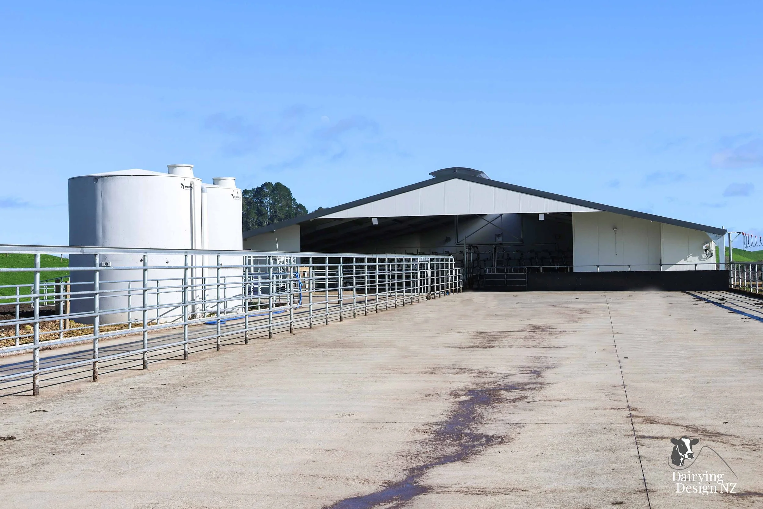  South Waikato rotary dairy shed development designed for efficient milking and cow flow built by Don Chapman Waikato Ltd, featuring a Moa Rotary Platform, yard work by Leask Engineering, feed pad by K&amp;B Builders, electrical work by Laser Electri