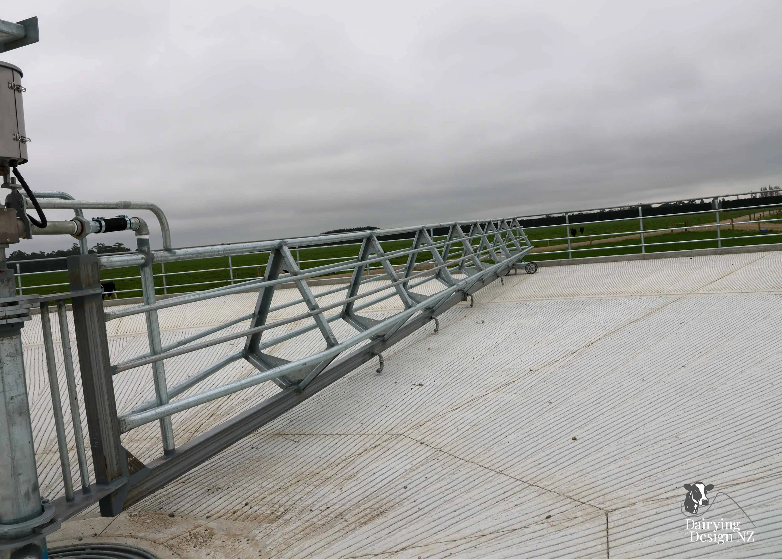  Canterbury rotary dairy shed development designed for efficient milking and cow flow built by Rural Building Solutions, featuring a Donald Engineering Rotary Platform, Earthworks by Densem Contracting 2010 Ltd, Refrigeration by Dairycool, Feed silos
