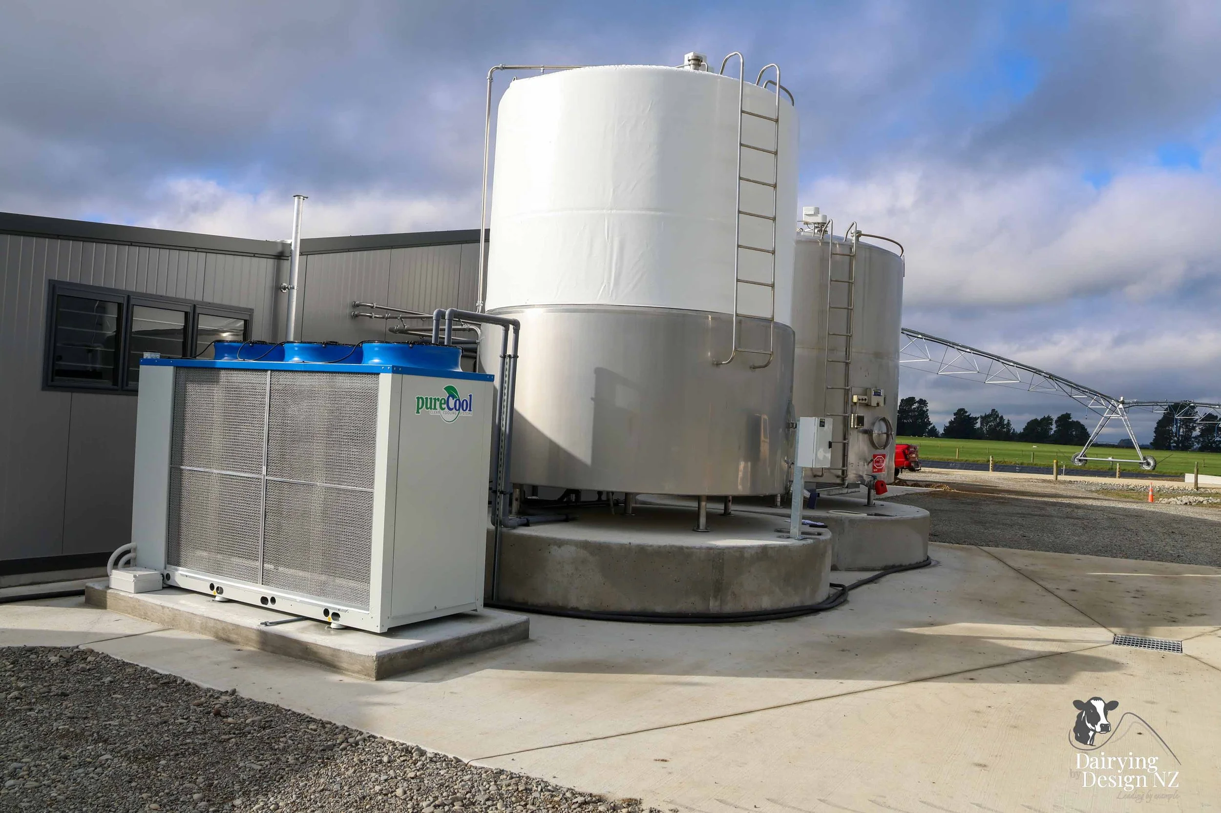  Canterbury rotary dairy shed development designed for efficient milking and cow flow built by Rural Building Solutions, featuring a Donald Engineering Rotary Platform, Earthworks by Densem Contracting 2010 Ltd, Refrigeration by Dairycool, Feed silos