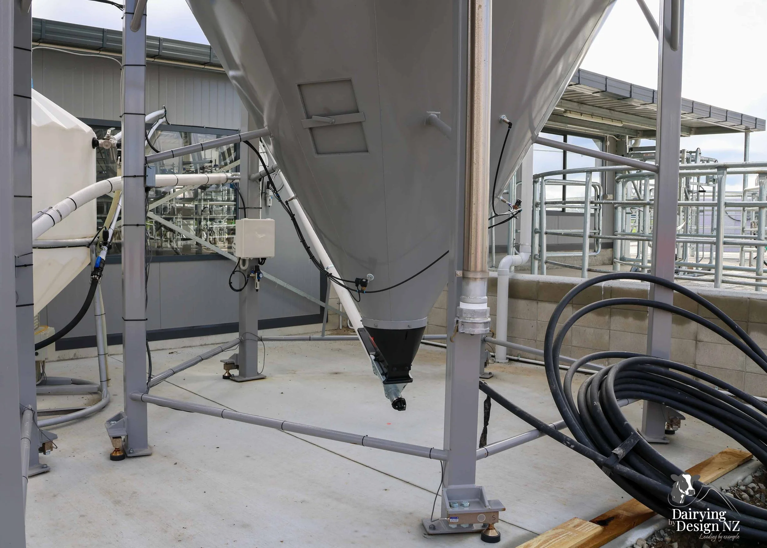 Canterbury rotary dairy shed development designed for efficient milking and cow flow built by Rural Building Solutions, featuring a Donald Engineering Rotary Platform, Earthworks by Densem Contracting 2010 Ltd, Refrigeration by Dairycool, Feed silos