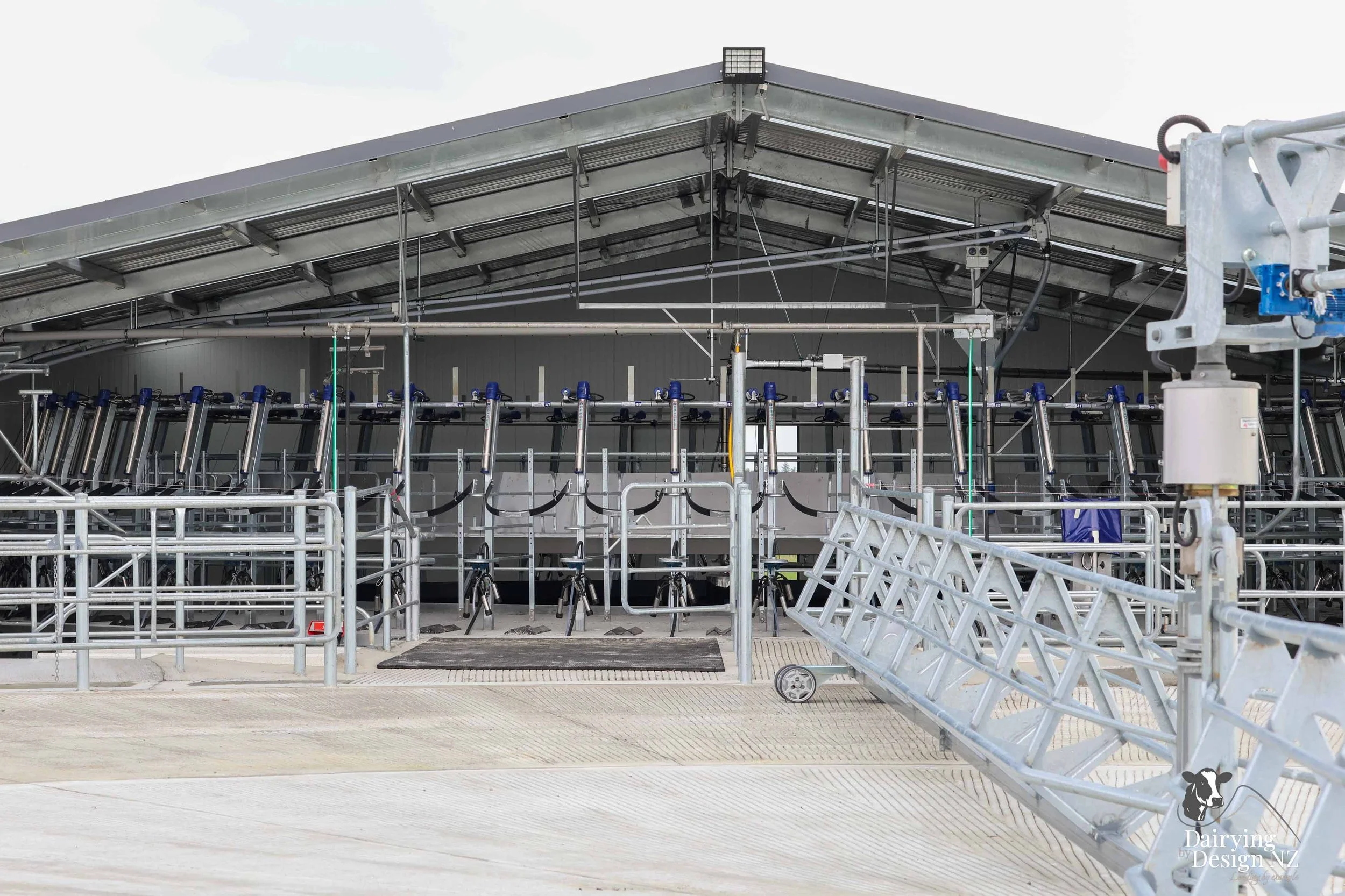  Canterbury rotary dairy shed development designed for efficient milking and cow flow built by Rural Building Solutions, featuring a Donald Engineering Rotary Platform, Earthworks by Densem Contracting 2010 Ltd, Refrigeration by Dairycool, Feed silos
