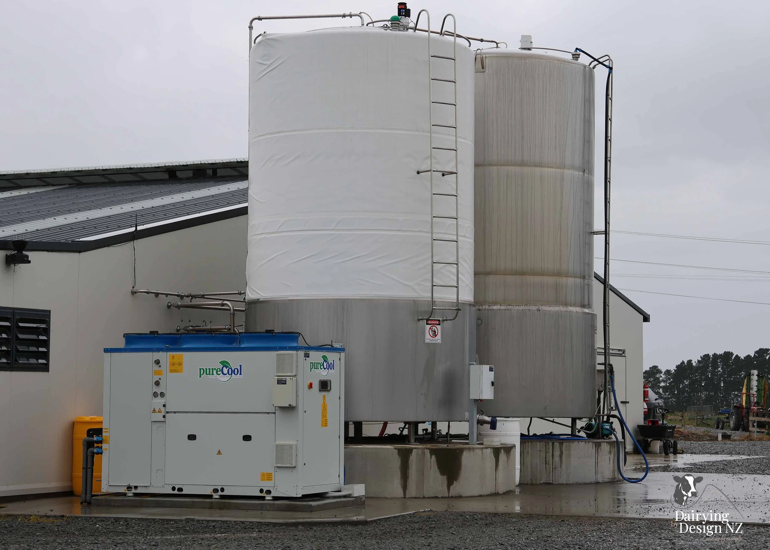  Canterbury rotary dairy shed development designed for efficient milking and cow flow built by Rural Building Solutions, featuring a Donald Engineering Rotary Platform, Earthworks by Densem Contracting 2010 Ltd, Refrigeration by Dairycool, Feed silos