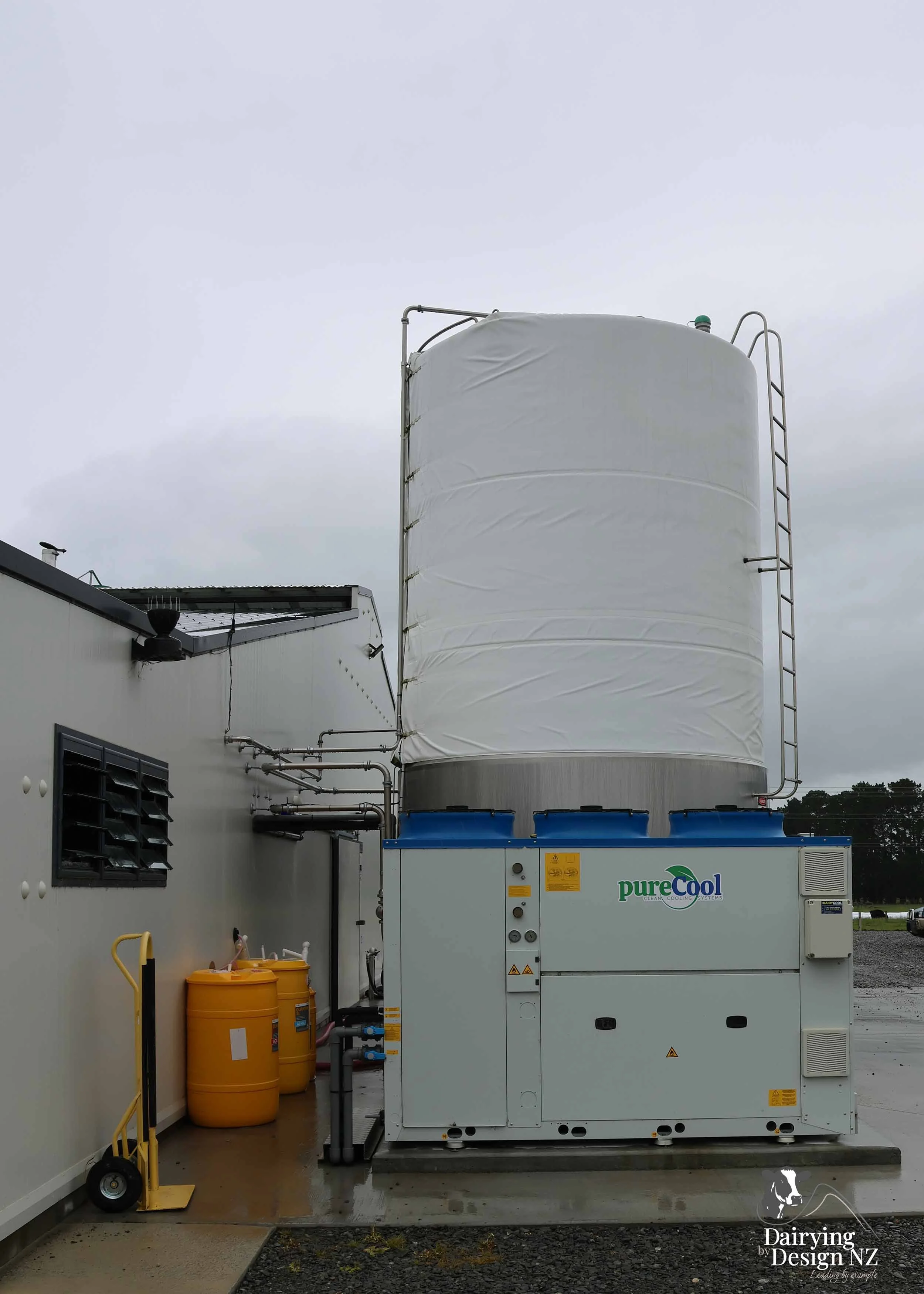  Canterbury rotary dairy shed development designed for efficient milking and cow flow built by Rural Building Solutions, featuring a Donald Engineering Rotary Platform, Earthworks by Densem Contracting 2010 Ltd, Refrigeration by Dairycool, Feed silos