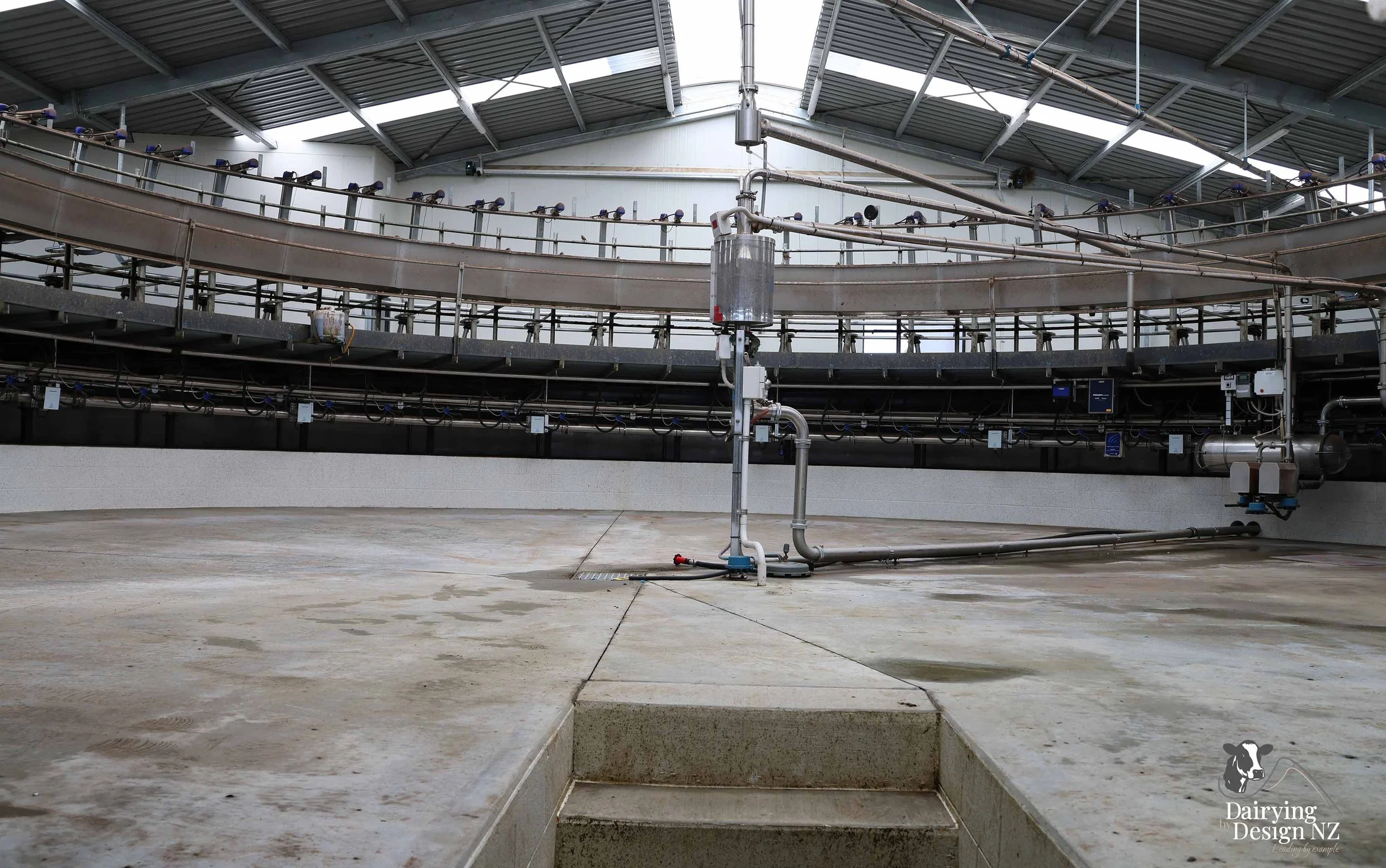  Canterbury rotary dairy shed development designed for efficient milking and cow flow built by Rural Building Solutions, featuring a Donald Engineering Rotary Platform, Earthworks by Densem Contracting 2010 Ltd, Refrigeration by Dairycool, Feed silos