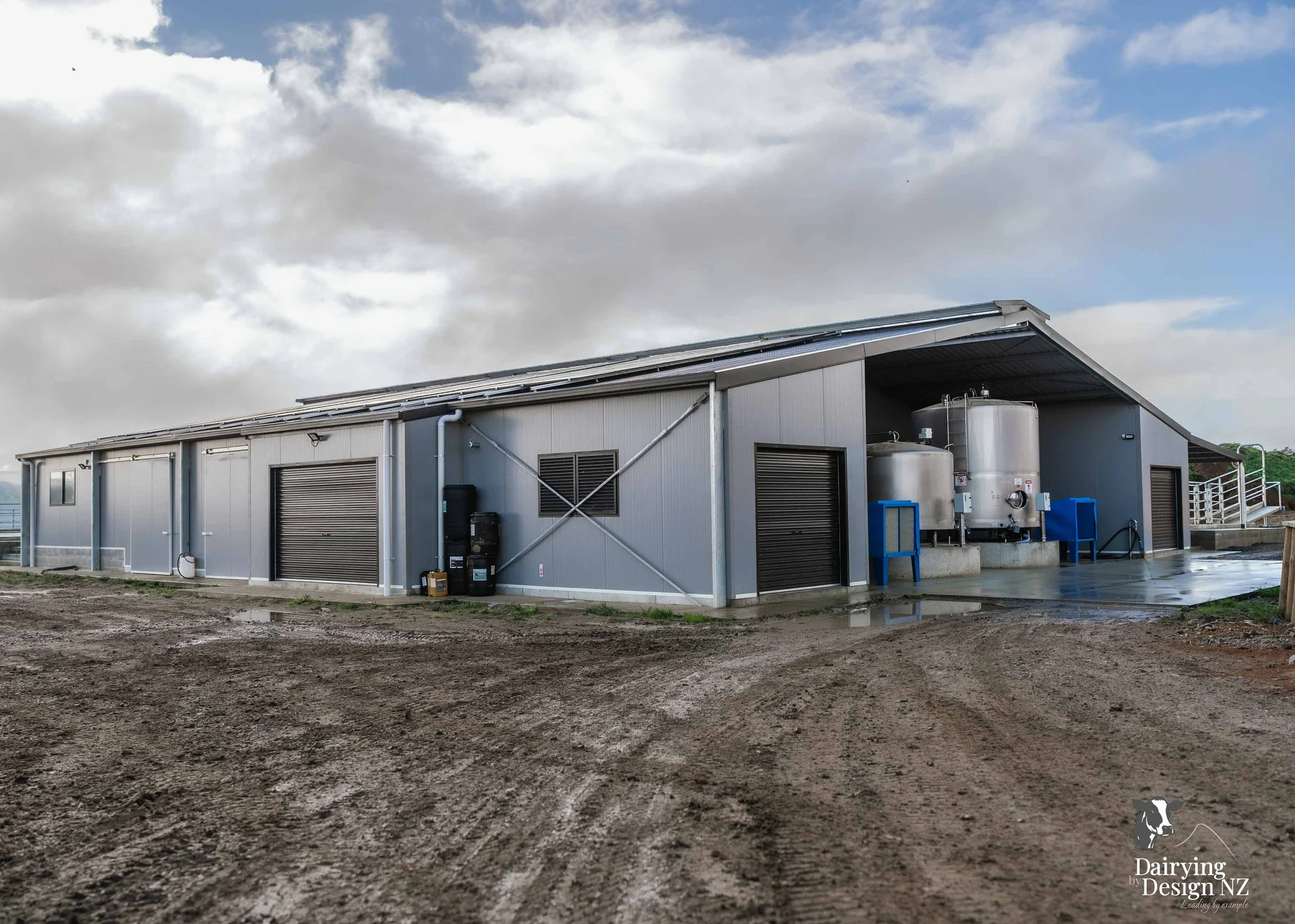  Waikato rotary dairy shed development designed for efficient milking and cow flow built by Don Chapman Waikato Ltd, featuring a Moa Rotary Platform, yard work by Leask Engineering, electrical work by Phase Electrical, project for Graham Preest. 