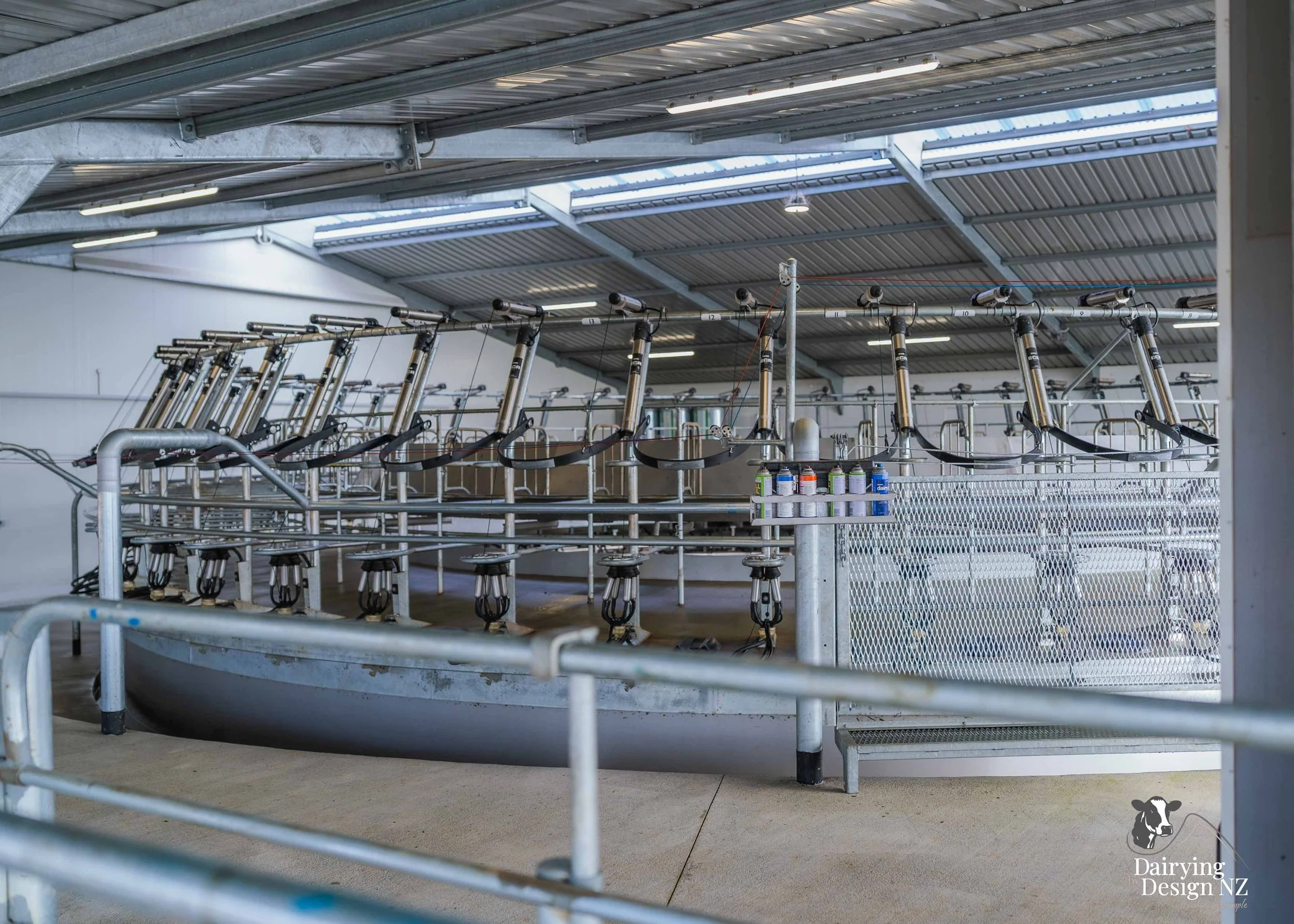  Waikato rotary dairy shed development designed for efficient milking and cow flow built by Don Chapman Waikato Ltd, featuring a Moa Rotary Platform, yard work by Leask Engineering, electrical work by Phase Electrical, project for Graham Preest. 