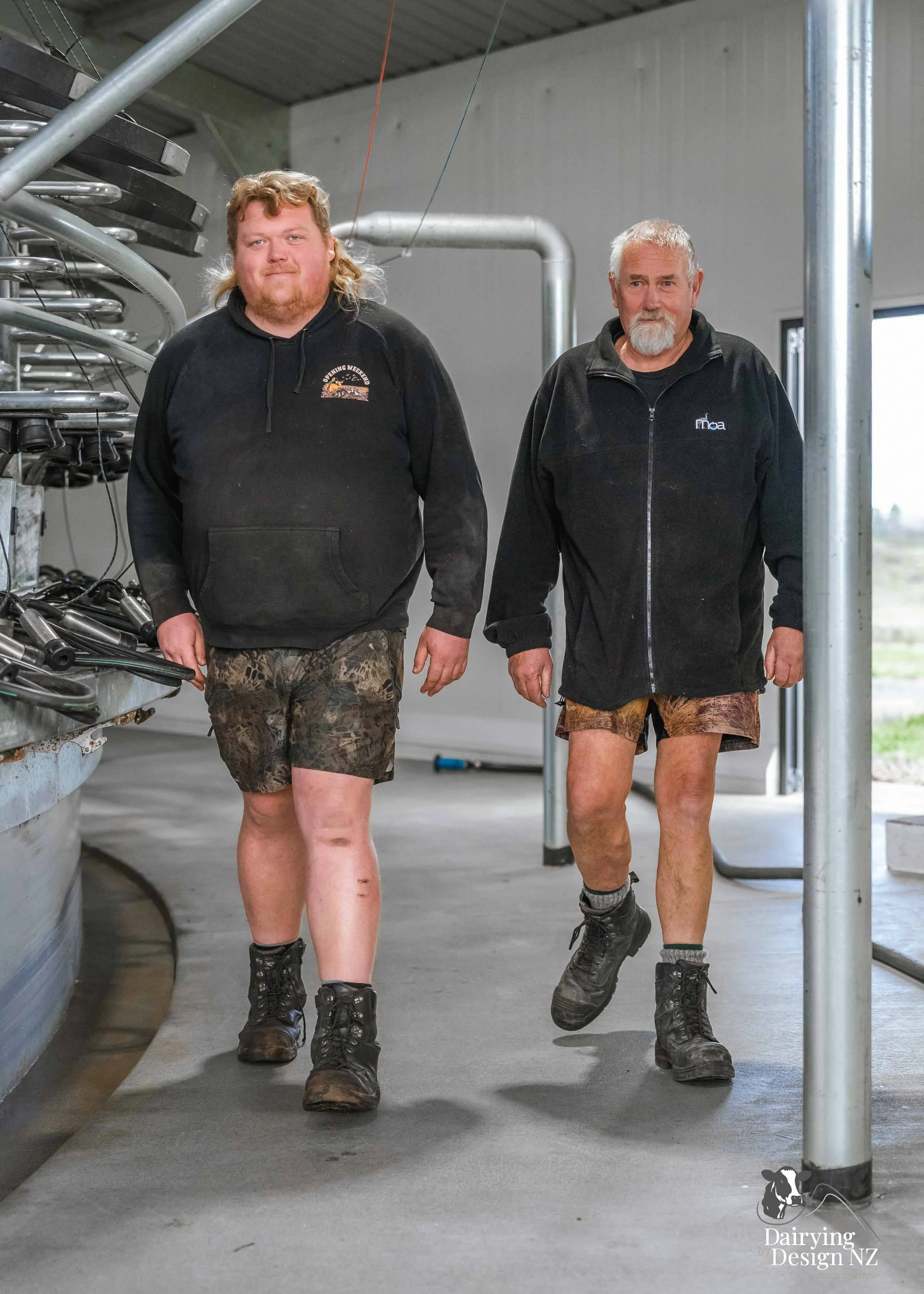  Waikato rotary dairy shed development designed for efficient milking and cow flow built by Don Chapman Waikato Ltd, featuring a Moa Rotary Platform, yard work by Leask Engineering, Earthworks by Waihou Excavation, Electrical work by Electronz, Efflu