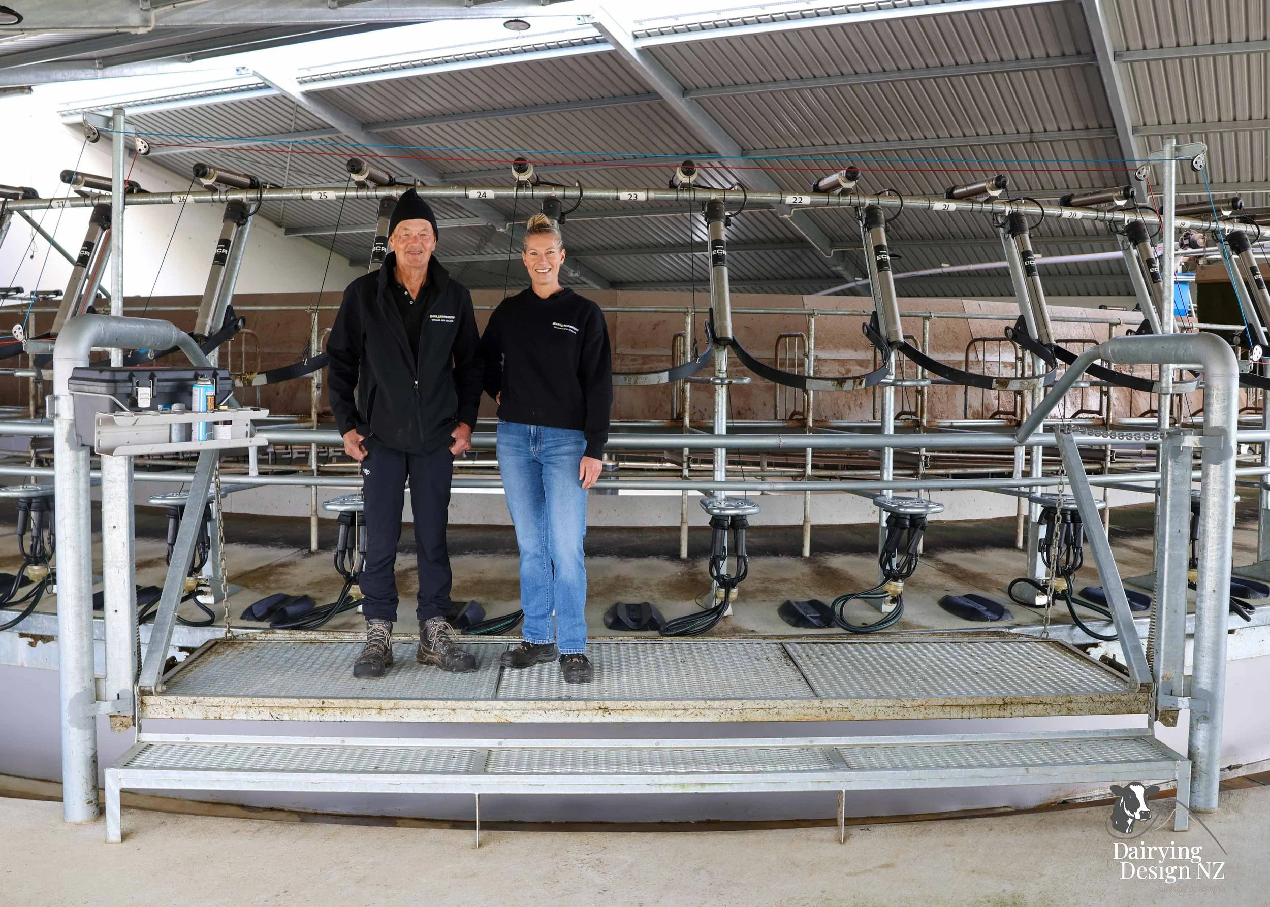  Waikato rotary dairy shed development designed for efficient milking and cow flow built by Don Chapman Waikato Ltd, featuring a Moa Rotary Platform, yard work by Leask Engineering, Earthworks by Waihou Excavation, Electrical work by Electronz, Efflu
