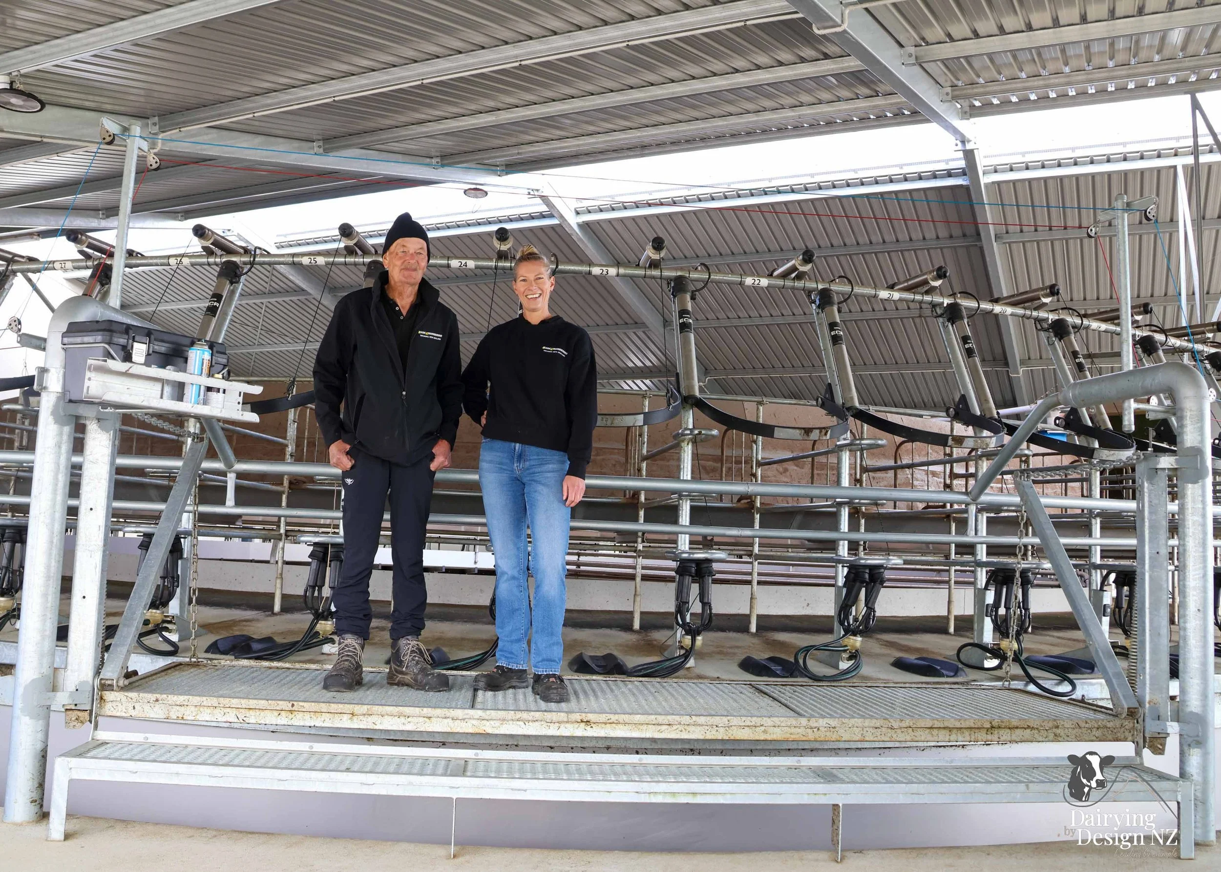  Waikato rotary dairy shed development designed for efficient milking and cow flow built by Don Chapman Waikato Ltd, featuring a Moa Rotary Platform, yard work by Leask Engineering, Earthworks by Waihou Excavation, Electrical work by Electronz, Efflu