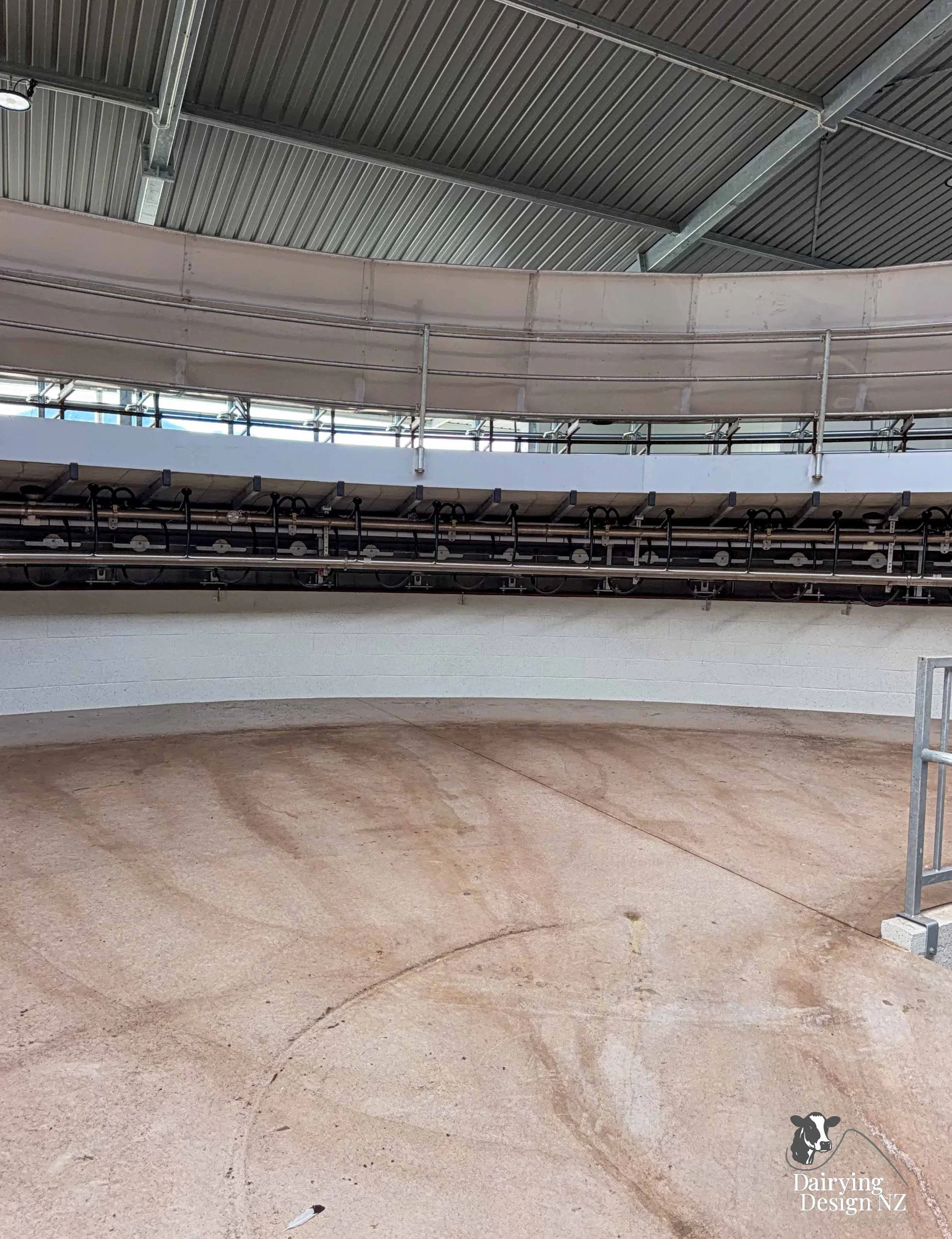  Waikato rotary dairy shed development designed for efficient milking and cow flow built by Don Chapman Waikato Ltd, featuring a Moa Rotary Platform, yard work by Leask Engineering, Earthworks by Waihou Excavation, Electrical work by Electronz, Efflu