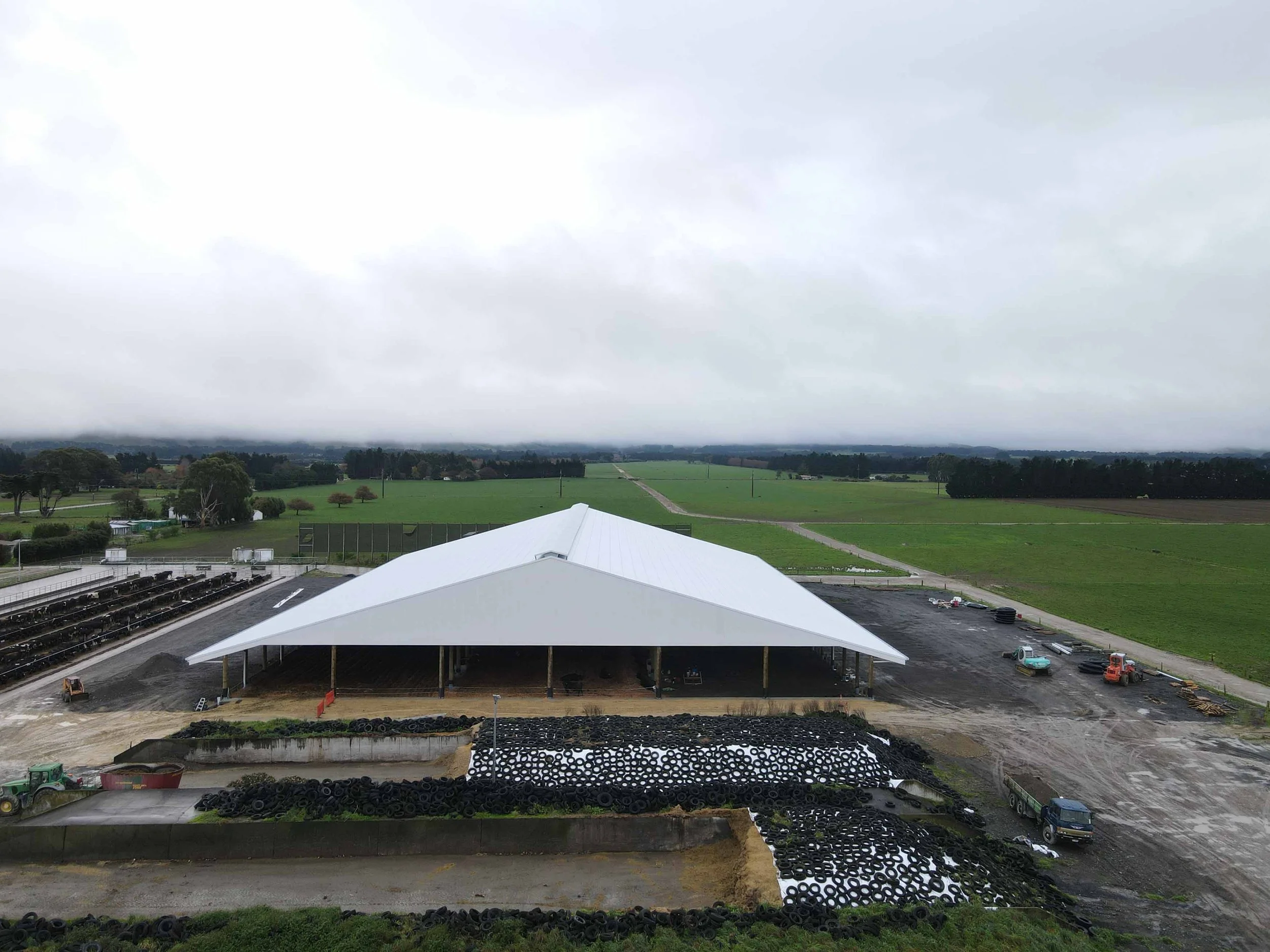  Dannevirke composting cow barn built for cow health, by Aztech Buildings, project for Waka Dairies. 