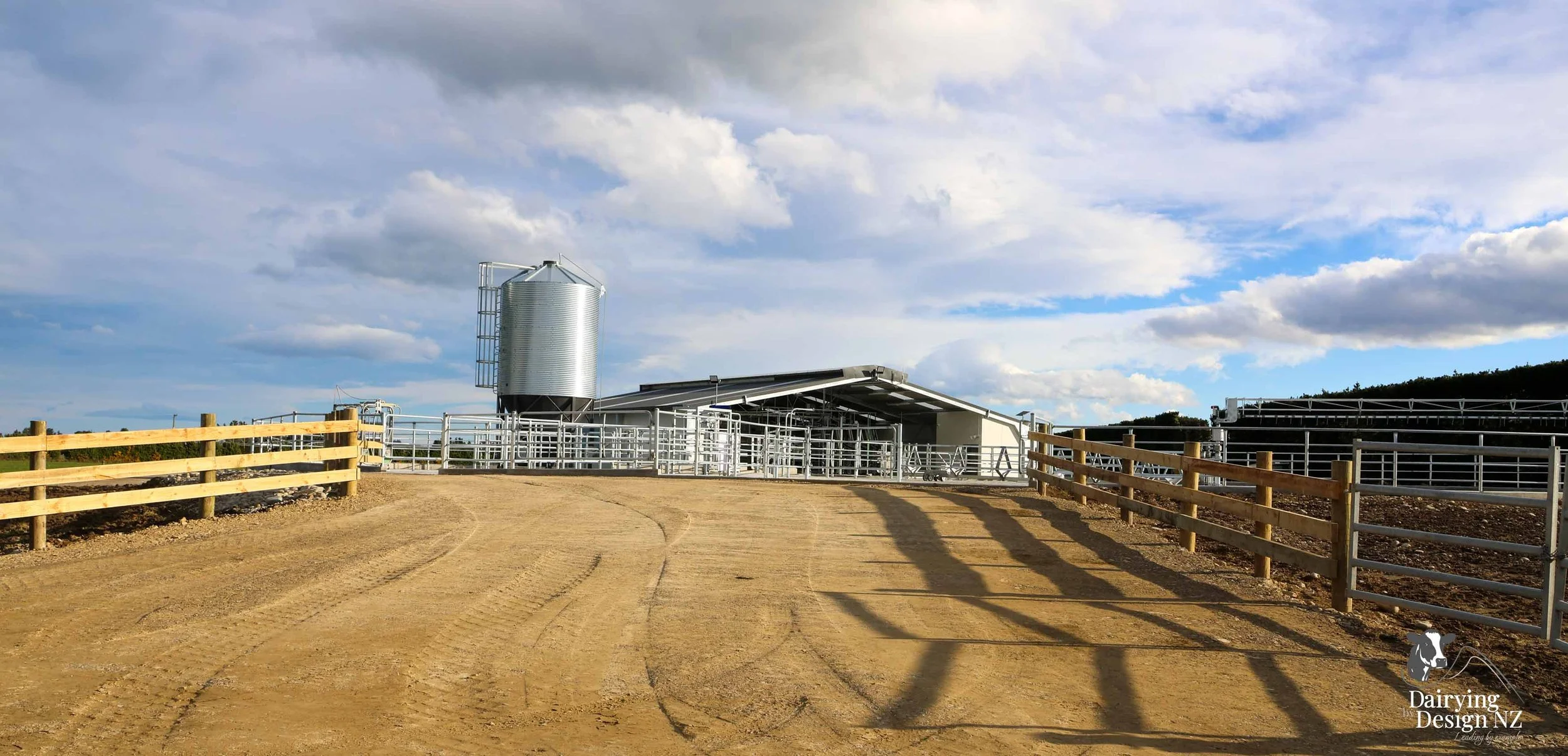  Canterbury rotary dairy shed development designed for efficient milking and cow flow built by Rural Building Solutions, featuring a Donald Engineering Rotary Platform, Earthworks by Densem Contracting 2010 Ltd, Refrigeration by Dairycool, Feed silos