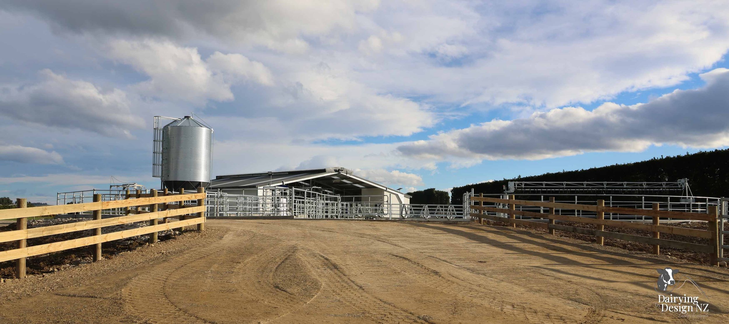  Canterbury rotary dairy shed development designed for efficient milking and cow flow built by Rural Building Solutions, featuring a Donald Engineering Rotary Platform, Earthworks by Densem Contracting 2010 Ltd, Refrigeration by Dairycool, Feed silos