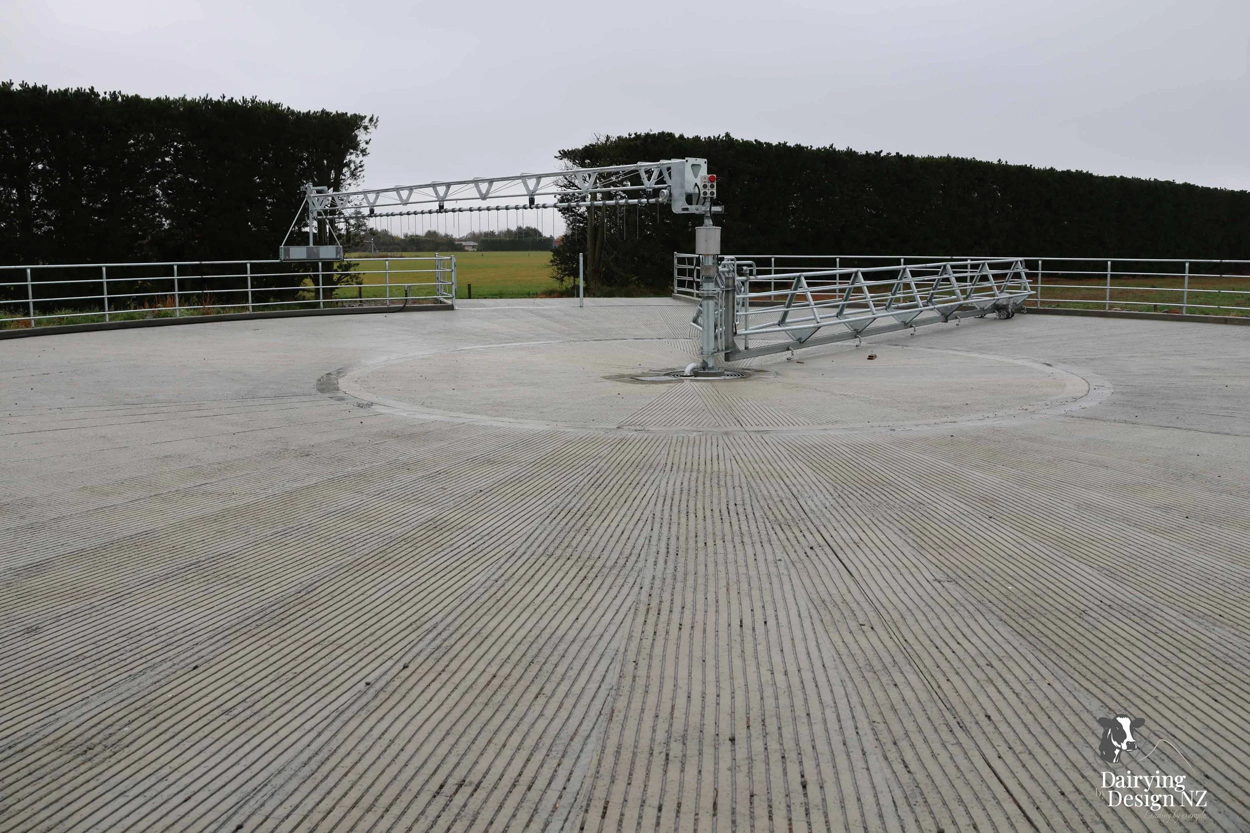  Canterbury rotary dairy shed development designed for efficient milking and cow flow built by Rural Building Solutions, featuring a Donald Engineering Rotary Platform, Earthworks by Densem Contracting 2010 Ltd, Refrigeration by Dairycool, Feed silos