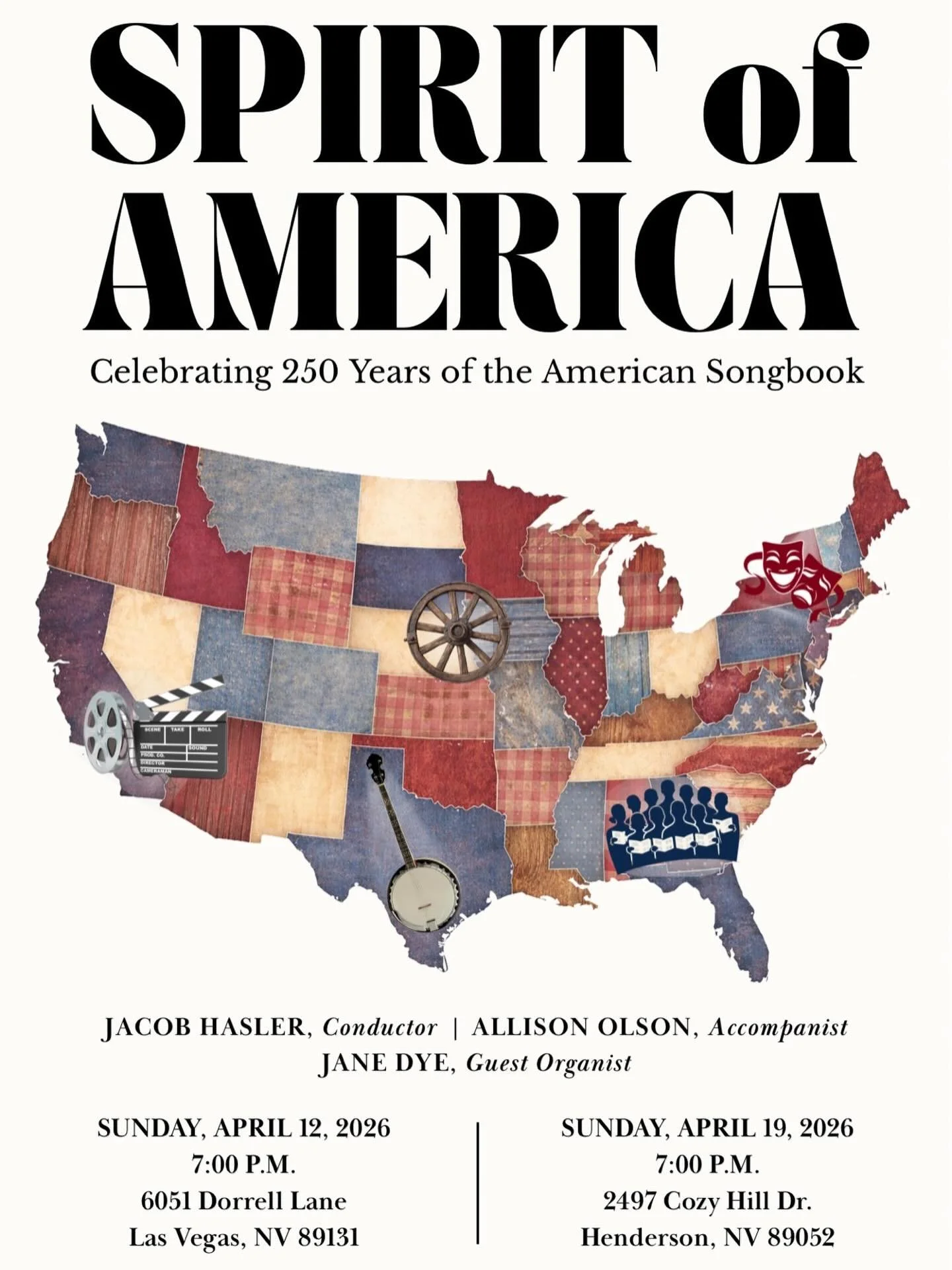 SAVE THE DATE!!! April 12th and April 19th, the Choral Artists of Southern Nevada presents &ldquo;Spirit of America: Celebrating 250 Years of the American Songbook&rdquo; We can&rsquo;t wait to see you there 🎶