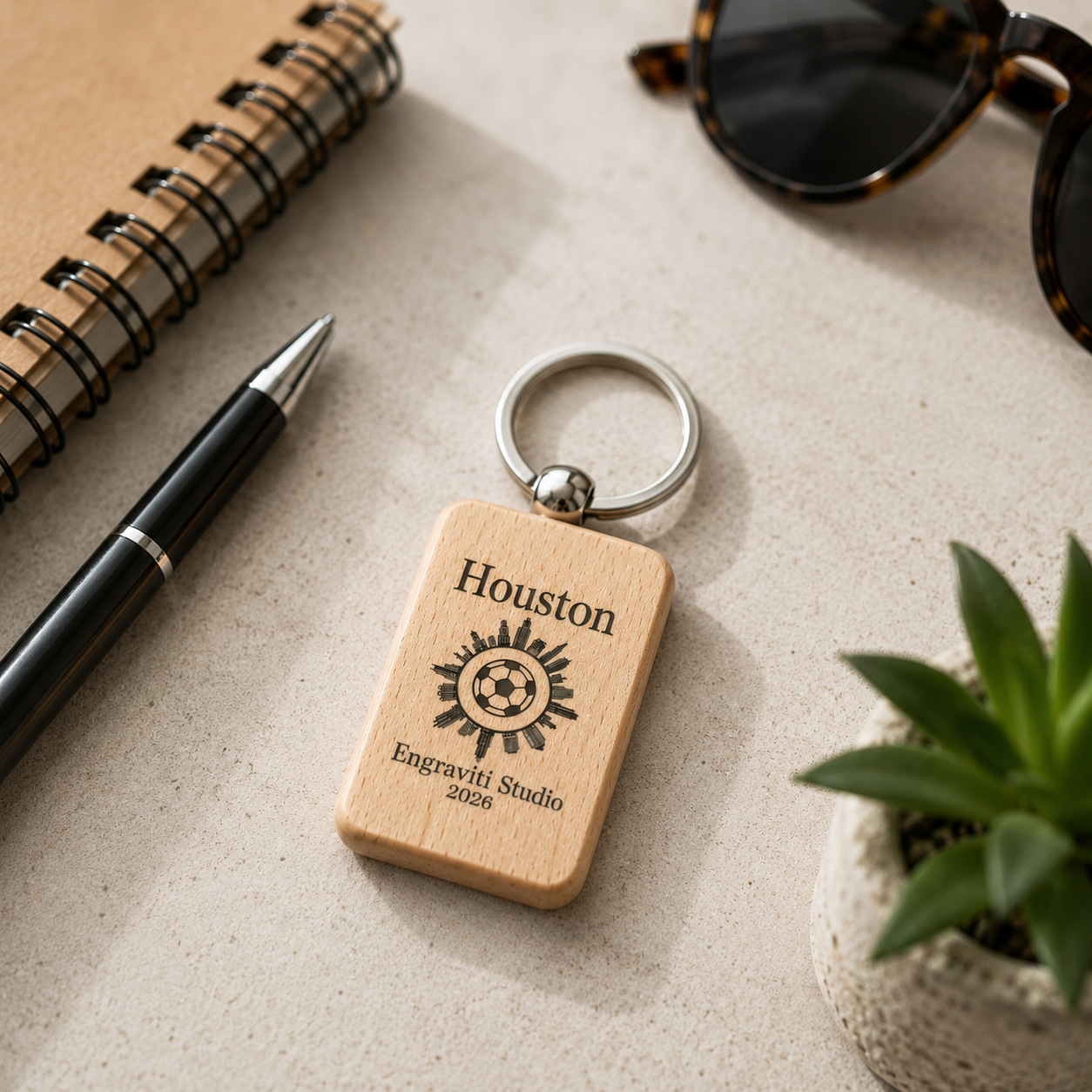 Personalized Engraved Wooden Keychain