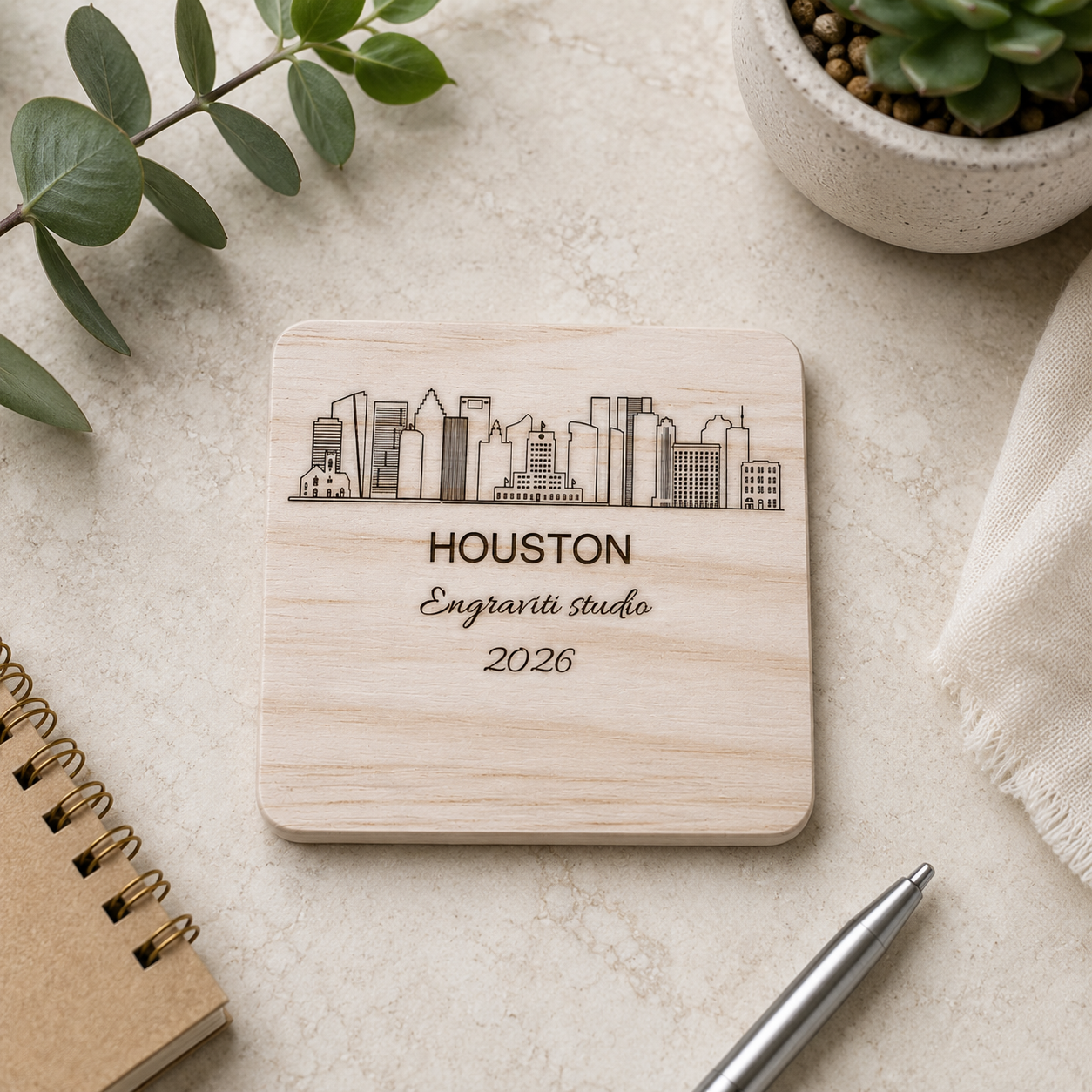 Custom Engraved Wooden Keychain Coaster
