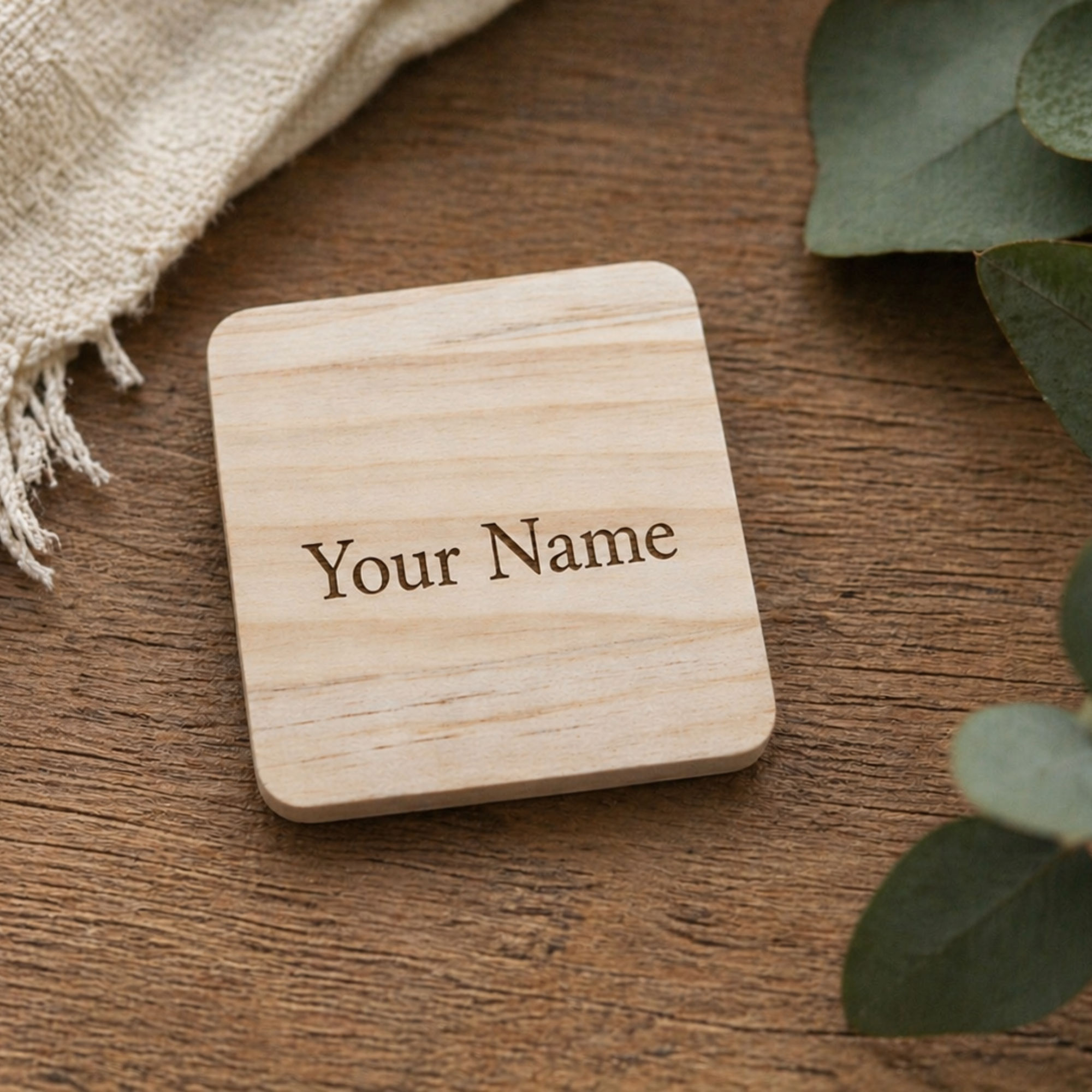 Custom Engraved Wooden Keychain Coaster