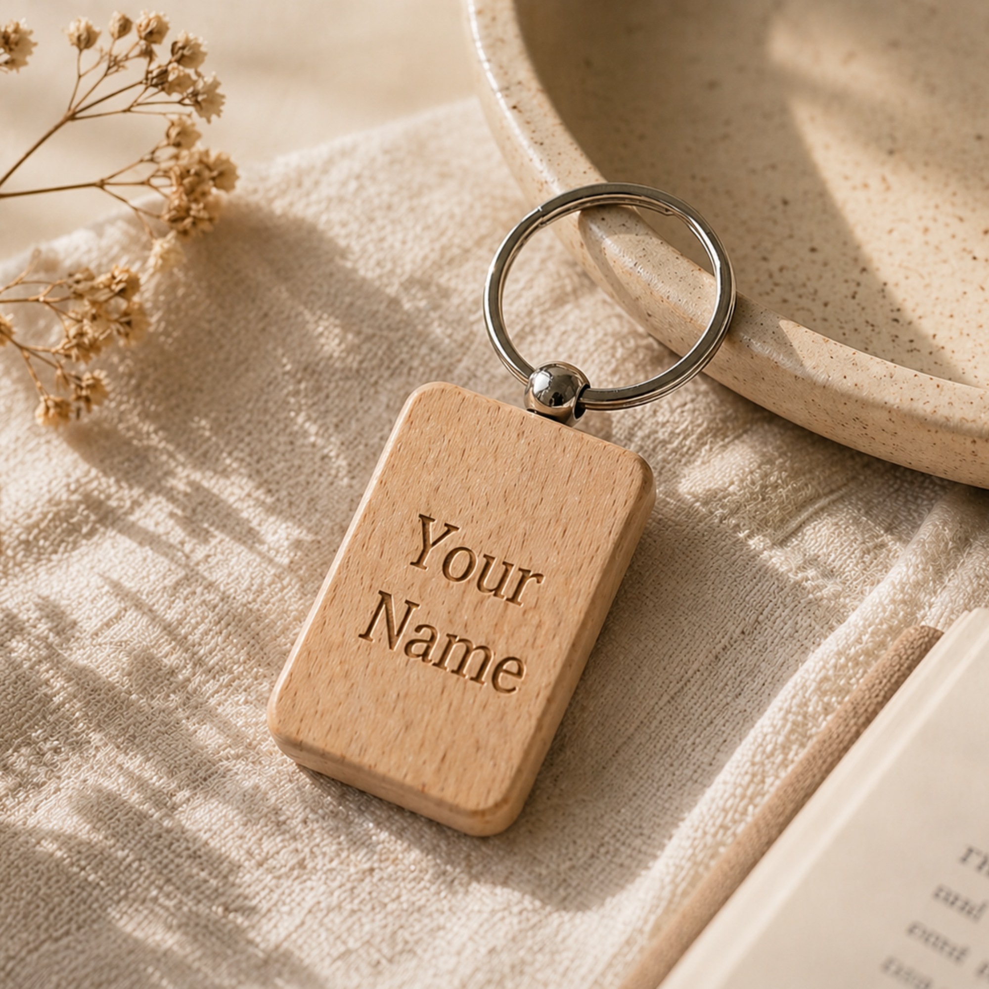 Personalized Engraved Wooden Keychain