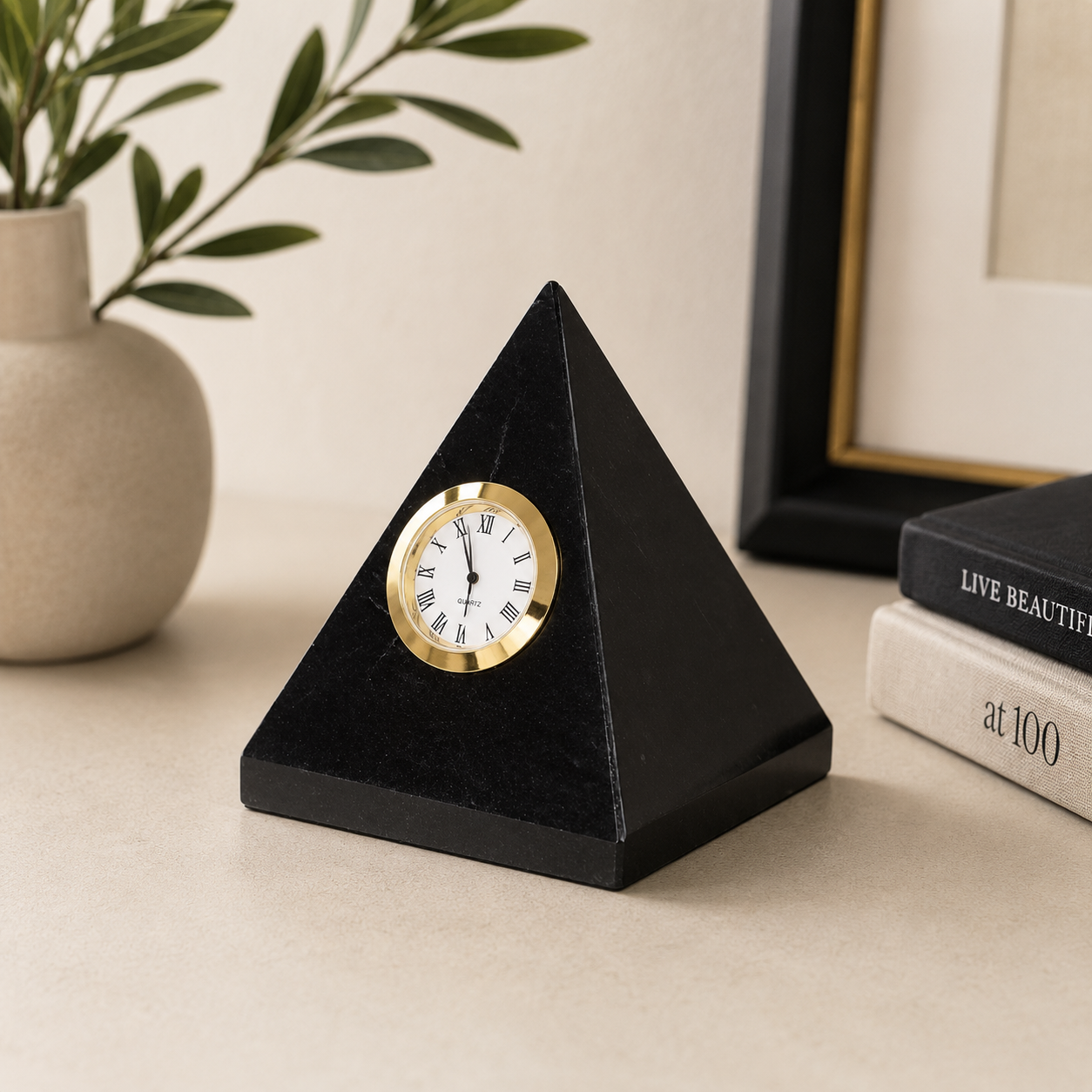 The Pharaoh Pyramid Marble Clock